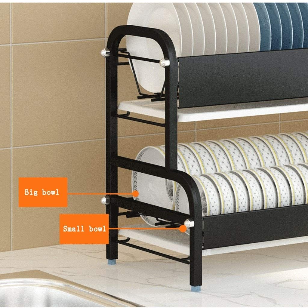 Geschirrkorb 2-Schicht-Edelstahl mit Ablaufplatte Abtropfbrett ablassen Rack-Geschirr Drying Geschirr Abtropfgestell