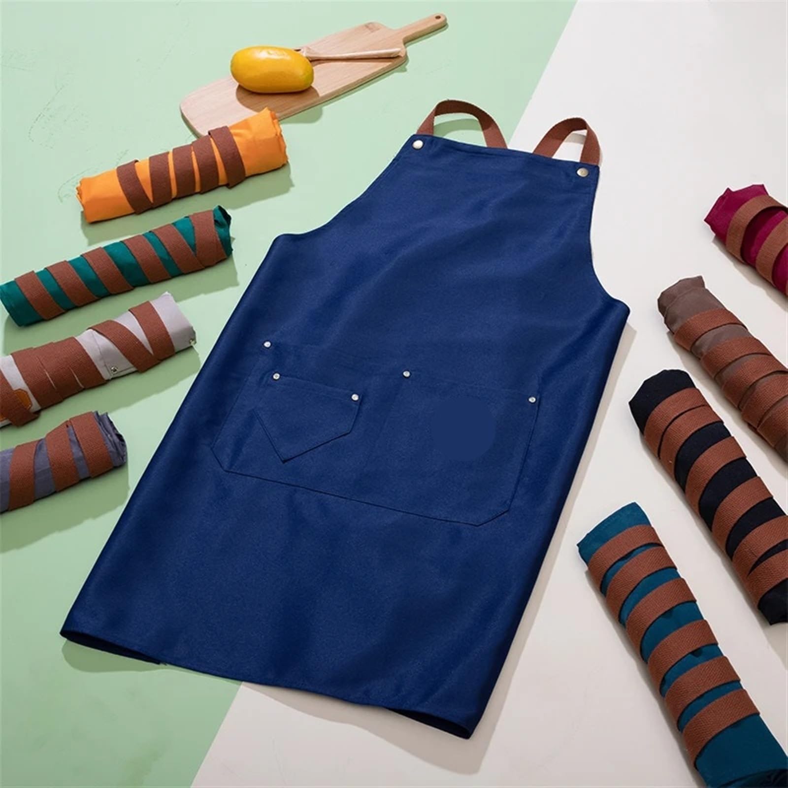 Delantal de Trabajo Delantales de cocina moda for mujer y hombre, delantal trabajo Chef for parrilla, restaurante, Bar, tienda, cafeterías, uniforme estudios uñas belleza