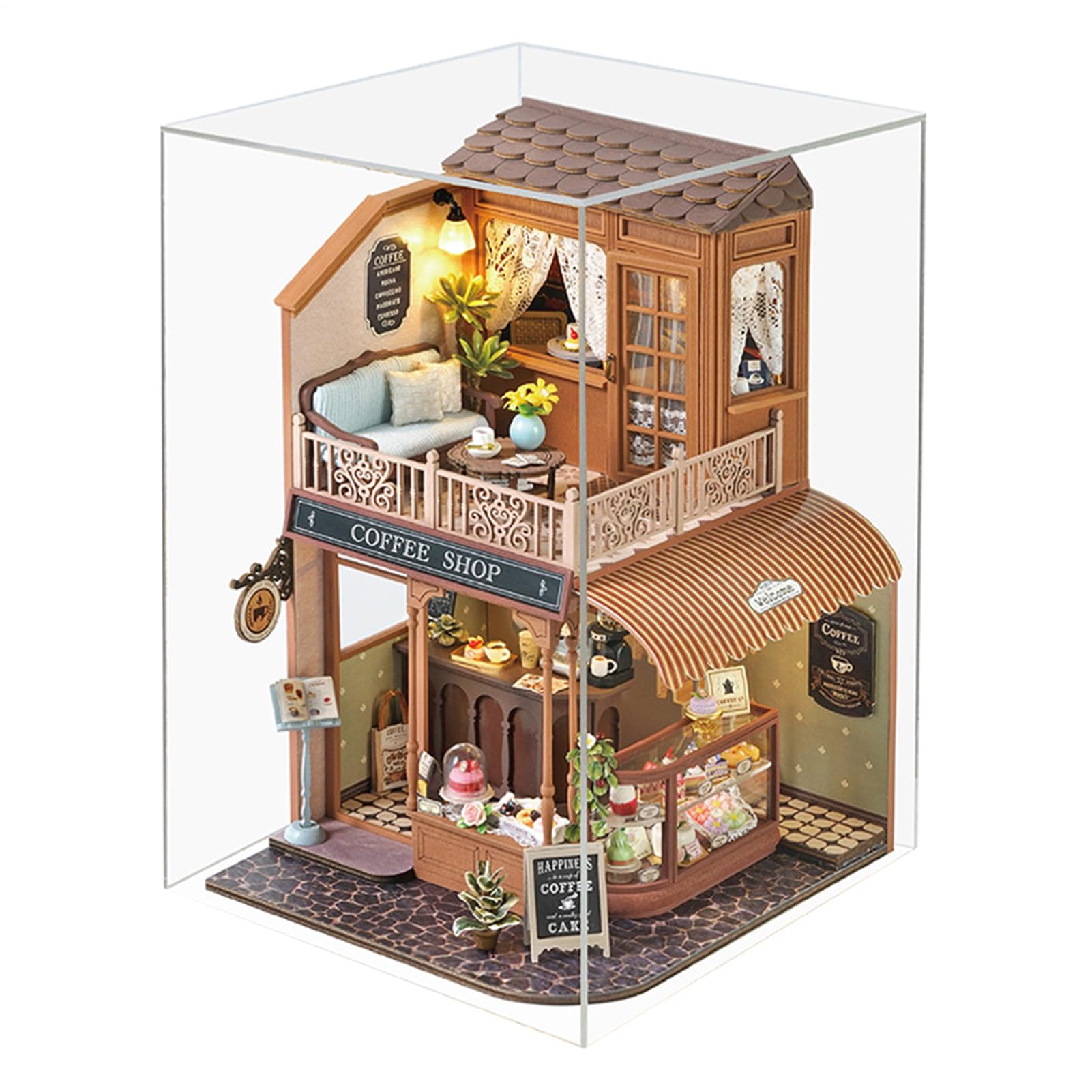 Kit Casa Miniatura Giocattoli Artigianali Legno Attività Genitore-Bambino | Kit Mini Casa Artigianale Con Copertura Antipolvere Per Adolescenti, Famiglia, , Bambini, Donne