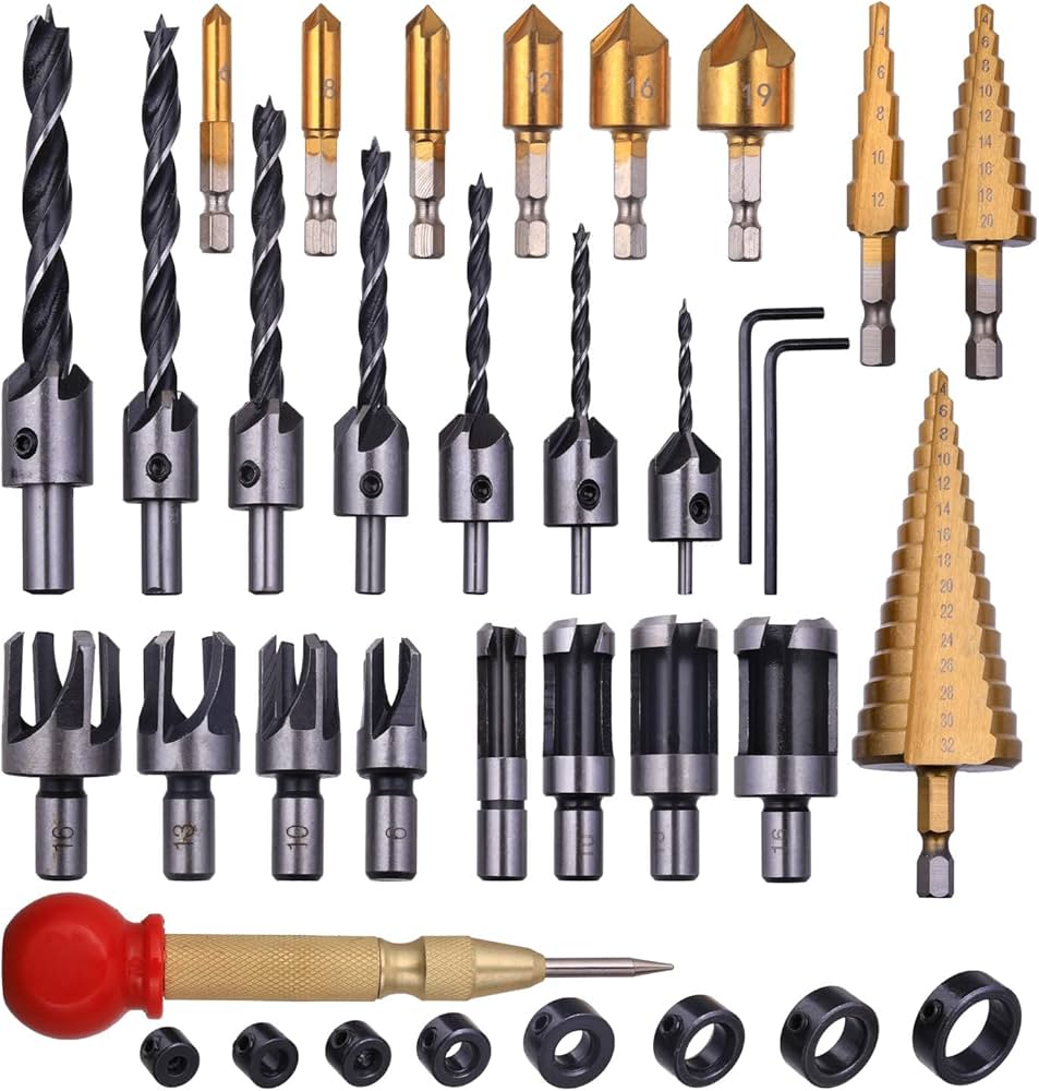 Amazon | 34本セット 面取りカッター HSS 皿穴ドリルビット ステップ