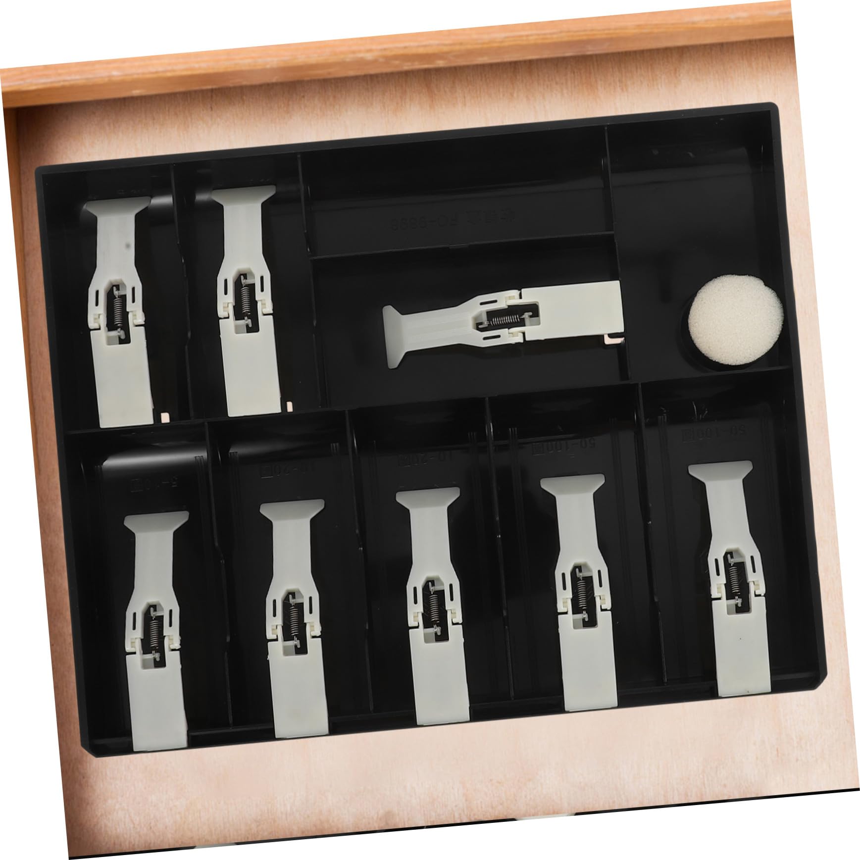 Vassoio per Contanti con Clip Organizer in Plastica per Cassa con Scomparti Vassoio Portamonete per Negozio e Supermercato