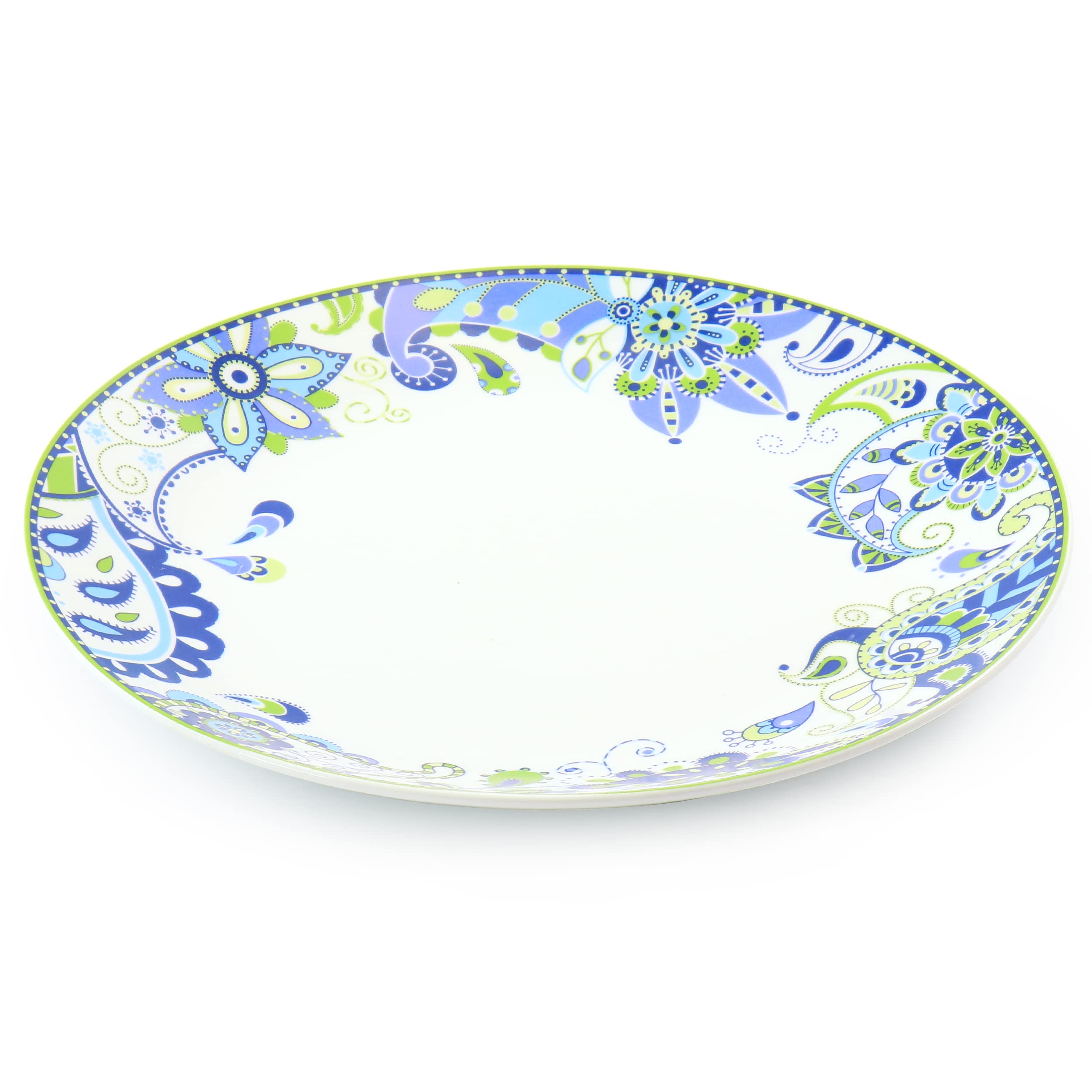 Elama Blue Crush 16-częściowy okrągły porcelanowy zestaw zastawy stołowej Mandala Paisley