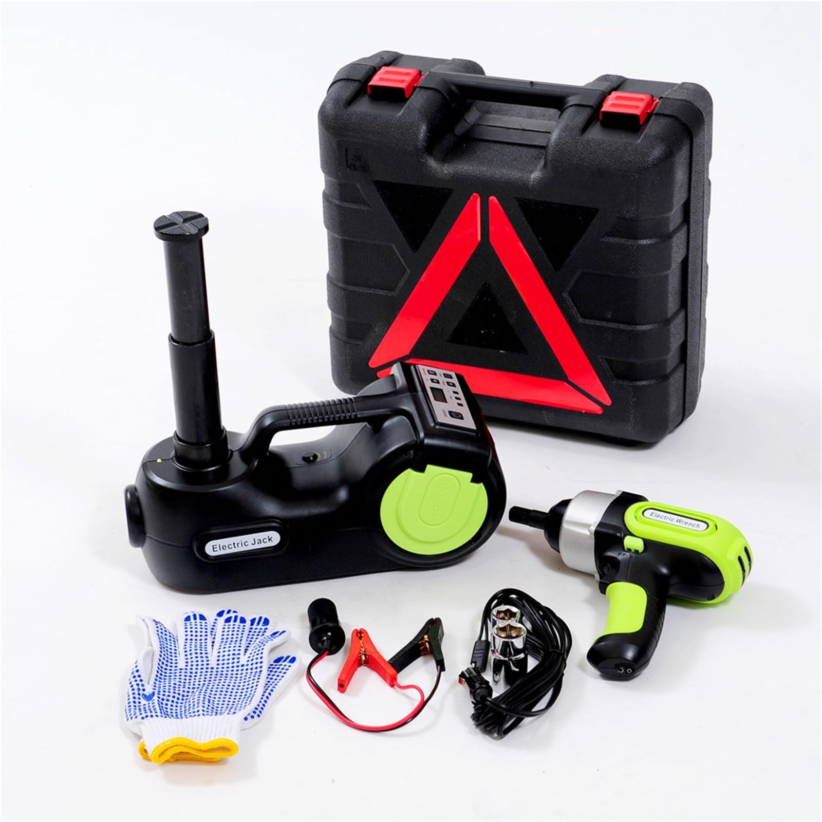 JVDDI Hydraulic Jack 12V 5Ton 155-450/530mm 4 In 1 Electric Car Jack Hydraulic With Impact Wrench Air Pump LED Light for Vehicle SUV Van Truck Repair(155-450mm)
