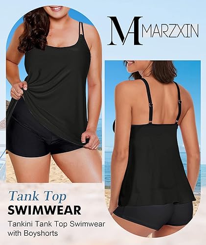 Miniatura 3 de MARZXIN Traje de baño tankini para mujer, diseño floral, de dos piezas, camiseta sin mangas, con pantalones cortos
