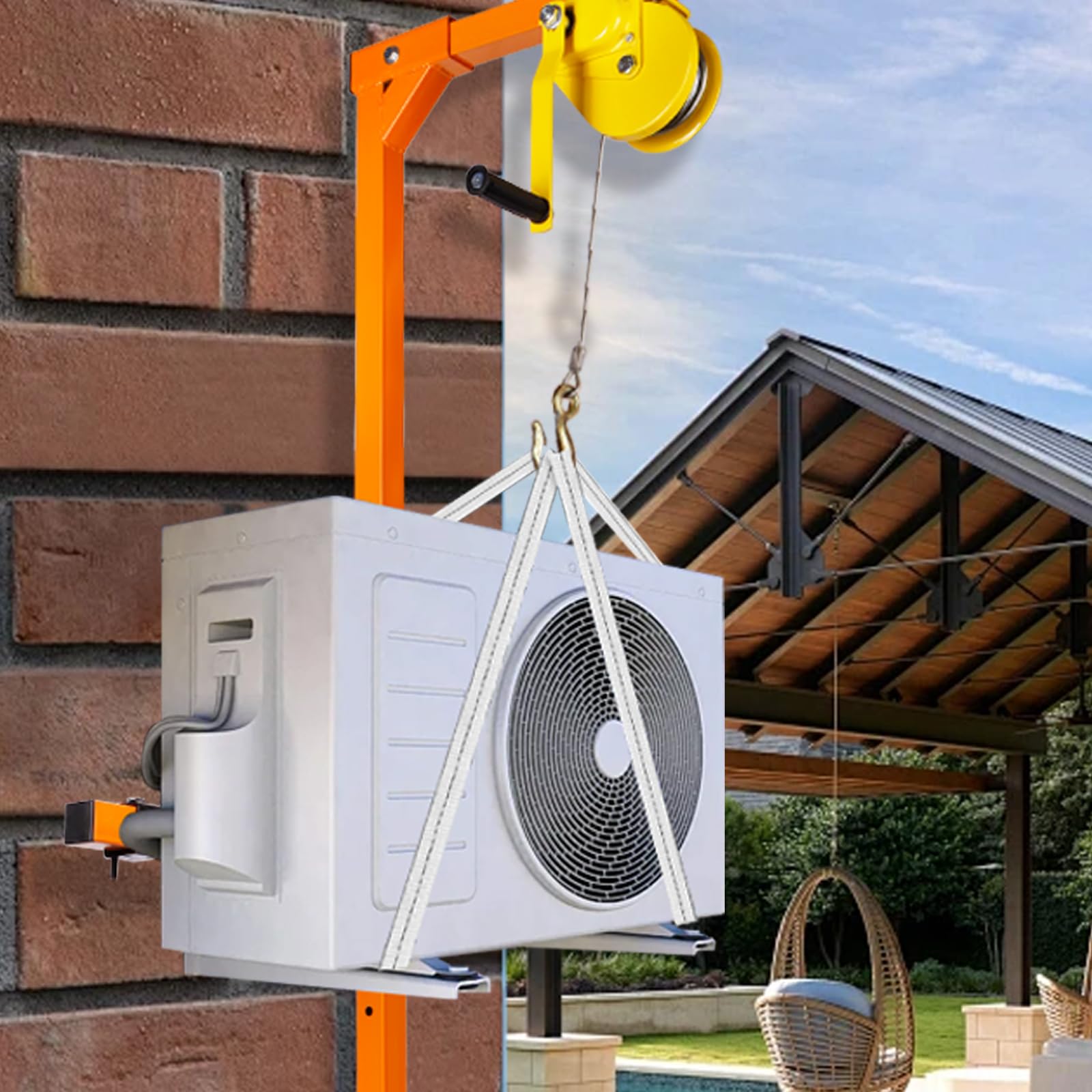 Grúa para aire acondicionado con cable de acero dúctil y capacidad para 300 kg