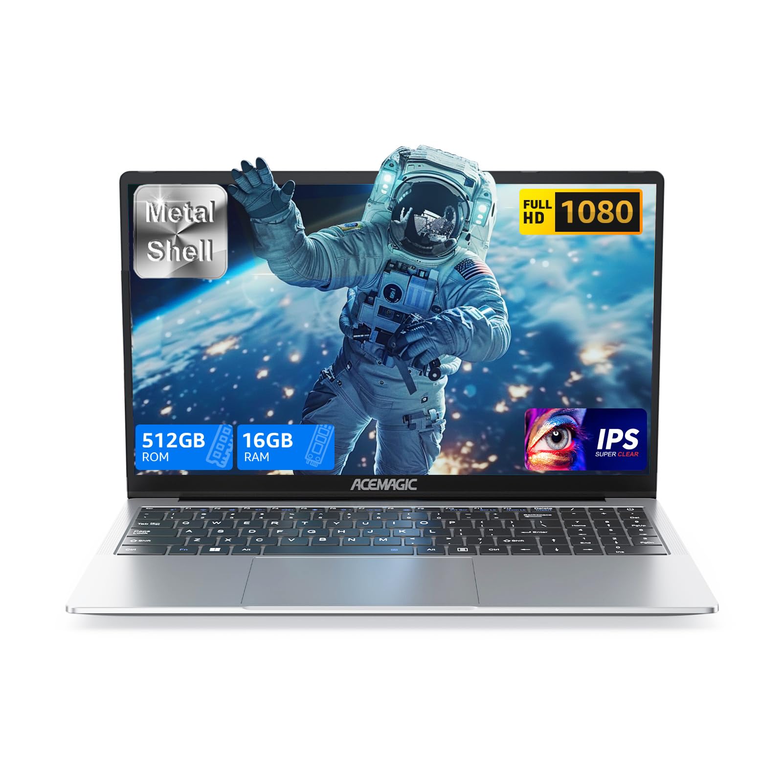 ACEMAGIC PC Portatile 15.6 Pollici 16GB DDR4 512GB SSD,Alder Lake N95(Fino a 3,4 GHz) Notebook,1920 * 1080 IPS Full HD Portatile,Scocca in metallo,WiFi,BT5.0,3*USB3.2,HDMI,tipo C Ufficio 2024(Grigio)