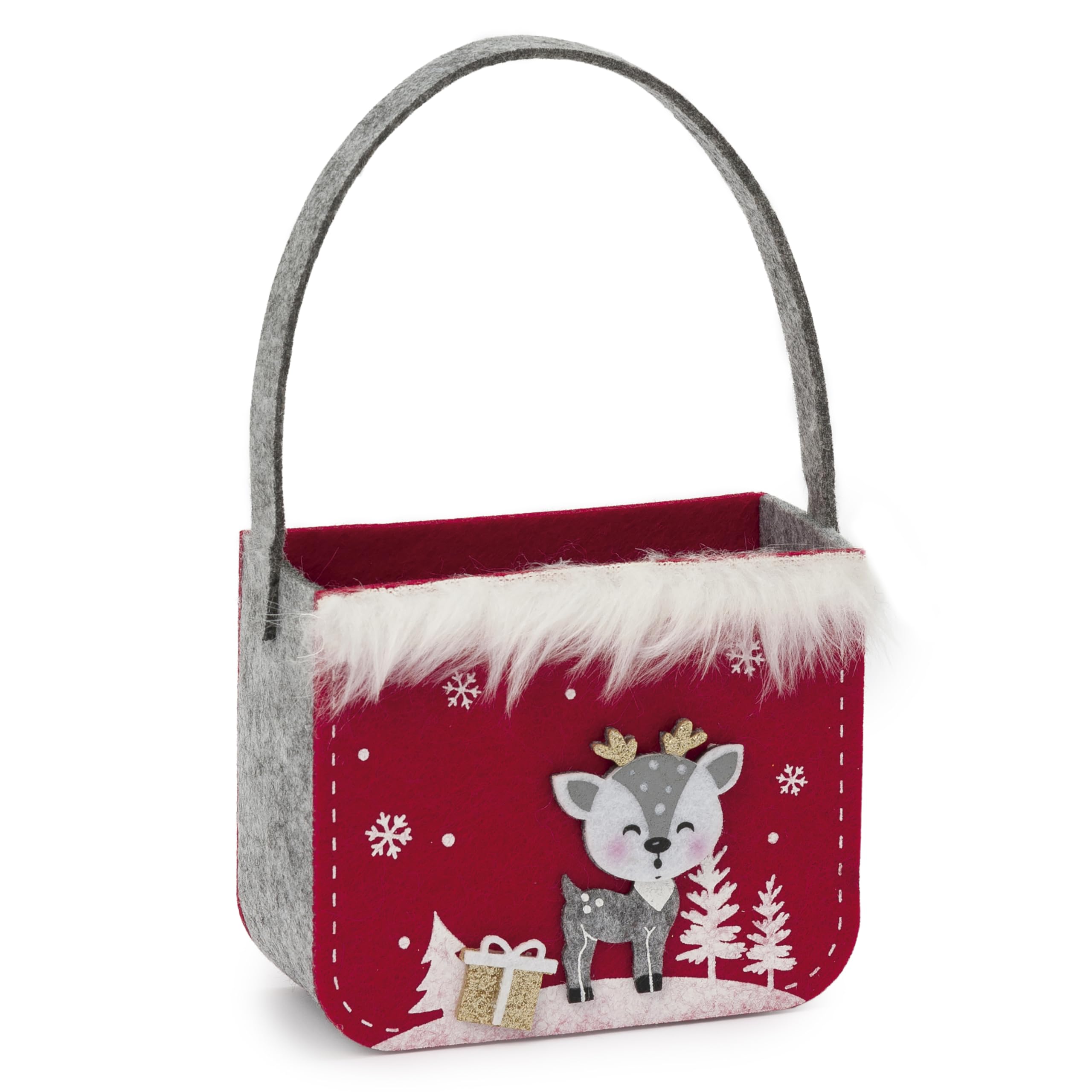 Mopec NA71 Cesto in feltro rosso 23 cm. (maniglie) Cerbiatto grigio
