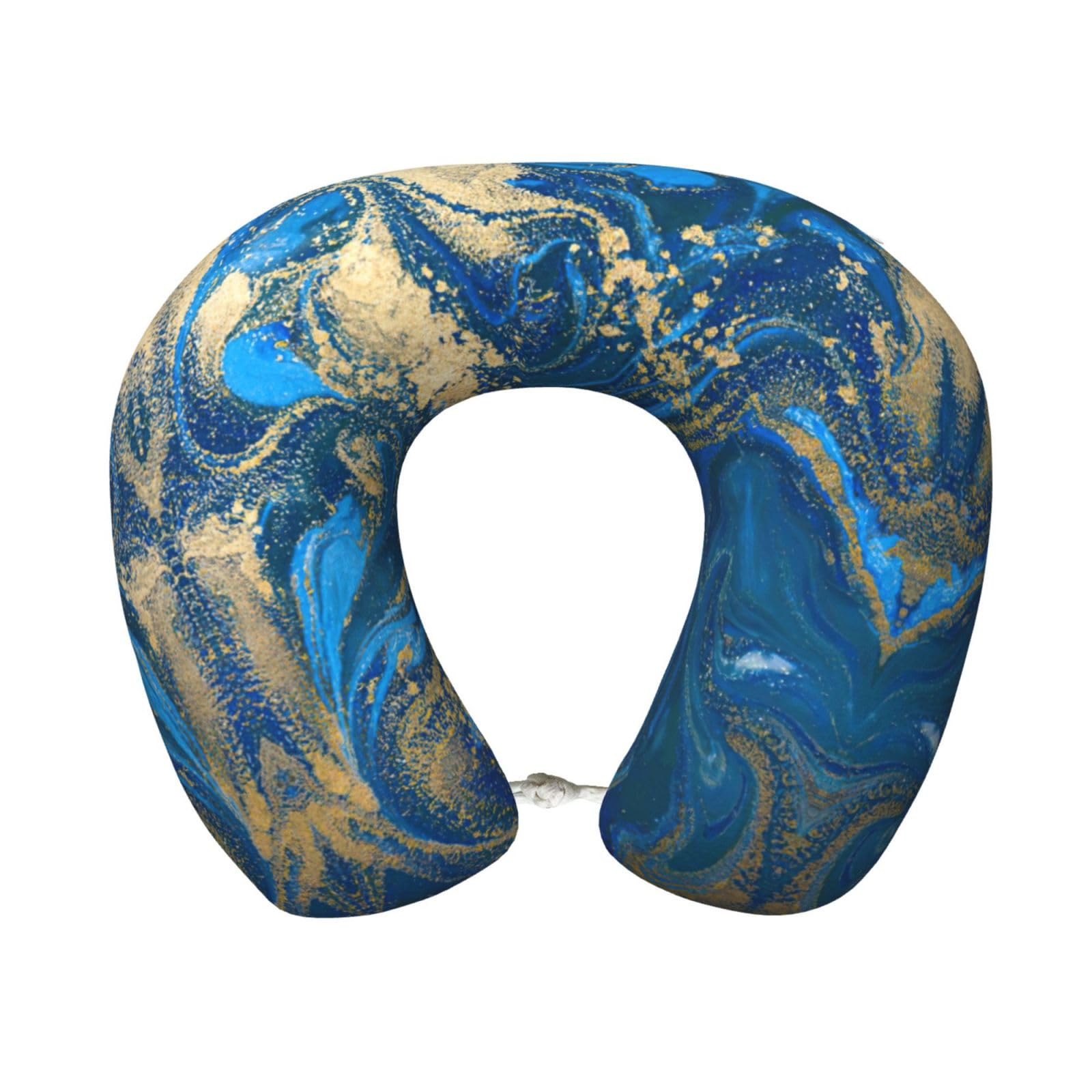 ASFgda U-Shape Memory Foam Abstract Marble Stone Print Travel Pillow,Neck Support,Washable Cover For Airplane Car Home Office