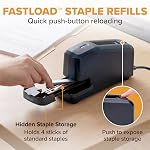 Bostitch Impulse Electric Stapler for Office, Classroom & Home, 30 Sheet Capacity, Fast No-Jam Automatic Stapling, Refill Alert & FastLoad System, Durable Design, Black, 1 Pack