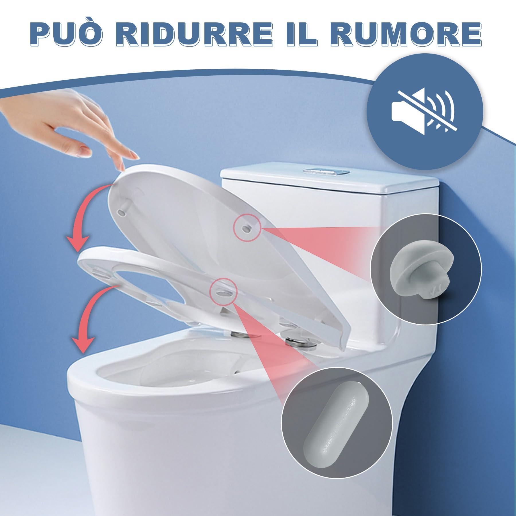 2 Set Paracolpi per Sedili WC a Incastro (12 Pezzi), Gommini di Ricambio Grigio senza Colla per Copriwater, Spessori in TPE e ABS per Ridurre Rumore e Vibrazioni, Ideale per Casa e Hotel(Grigio) - 3