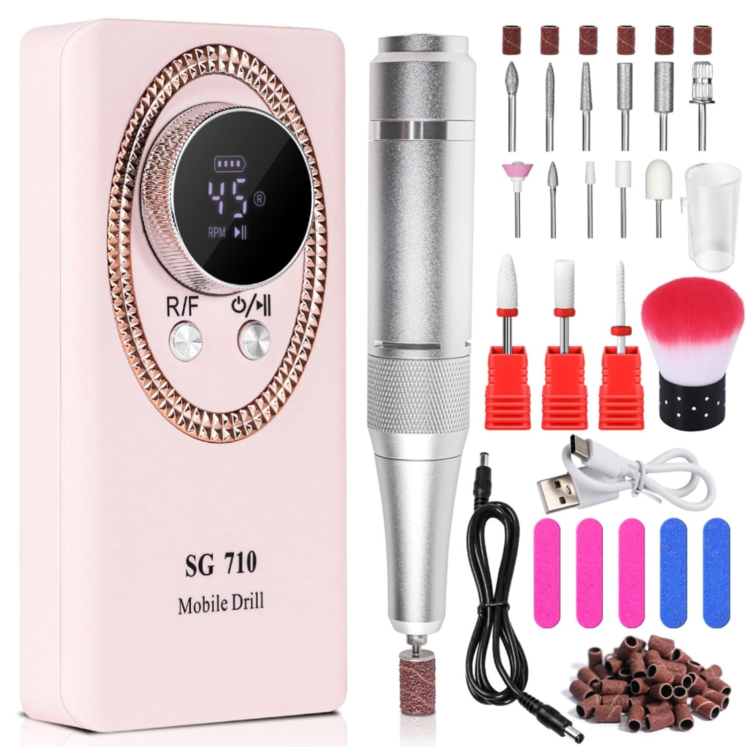 LimeGirl Electric Nail Drill Professional for Acrylic Nail Kit, Portable Electric Manicure Pedicure Polishing Set with 13 in 1 Nail Drill Bits Kit, 2024 Upgraded Electric Nail File 45000RPM (Pink) LimeGirl Electric Nail Drill Professional for Acrylic Nail Kit, Portable Electric Manicure Pedicure Polishing Set with 13 in 1 Nail Drill Bits Kit, 2024 Upgraded Electric Nail File 45000RPM (Pink)