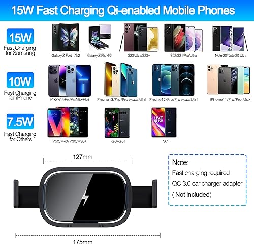 Miniatura 5 de Cargador de coche inalámbrico para Samsung Galaxy Z Fold 6543, soporte de coche de carga rápida de 15 W, accesorios de automóvil, soporte de