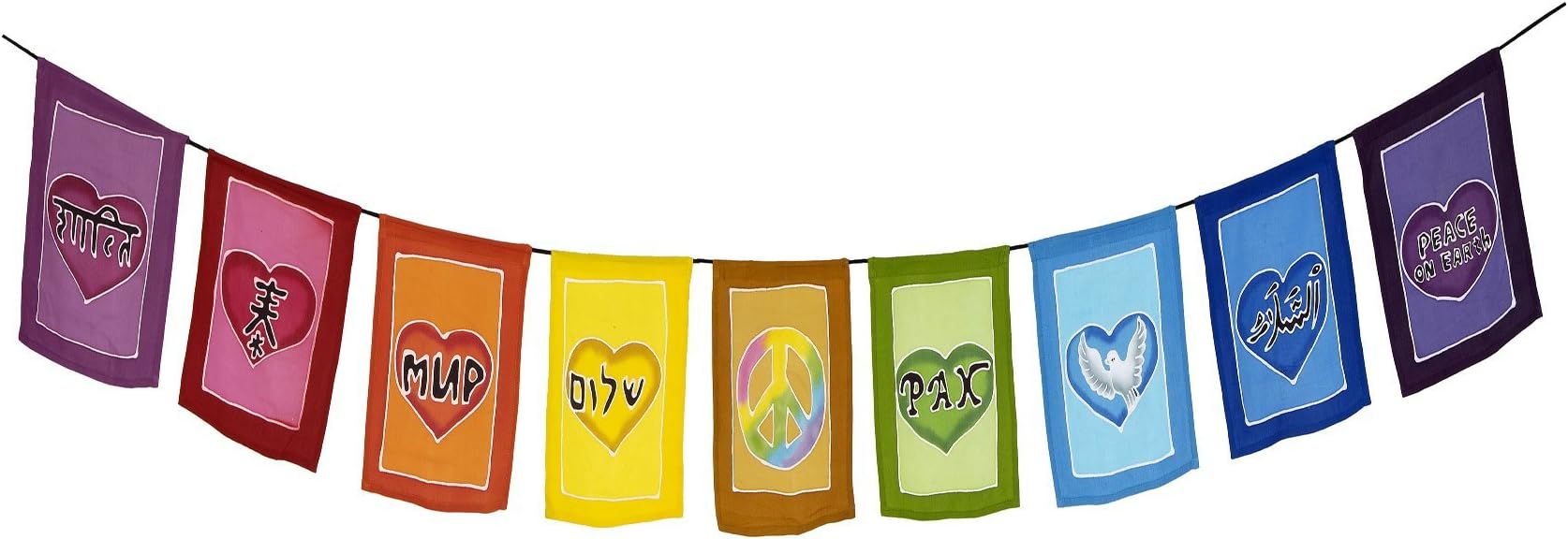 Handpainted Peace Signs - World Peace Banner in 9 languages