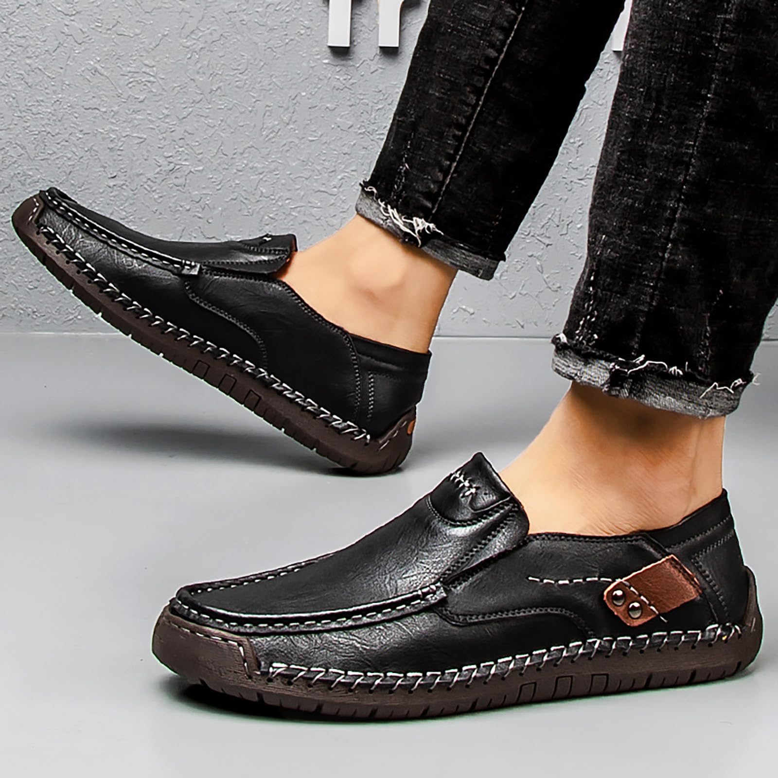 Zapatos de piel sintética para hombre, estilo retro, ligeros, de corte