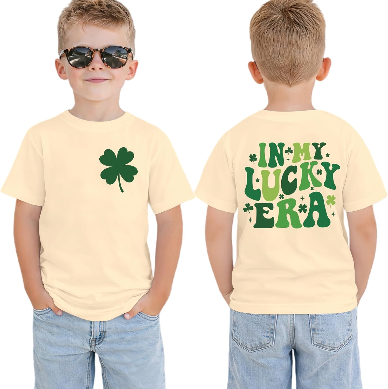 Toddler Baby Girls St. Patrick Day T-Shirts in My Lucky Era Graphic Tee Tops Kids Baby Boy Short Sleeve Clothes