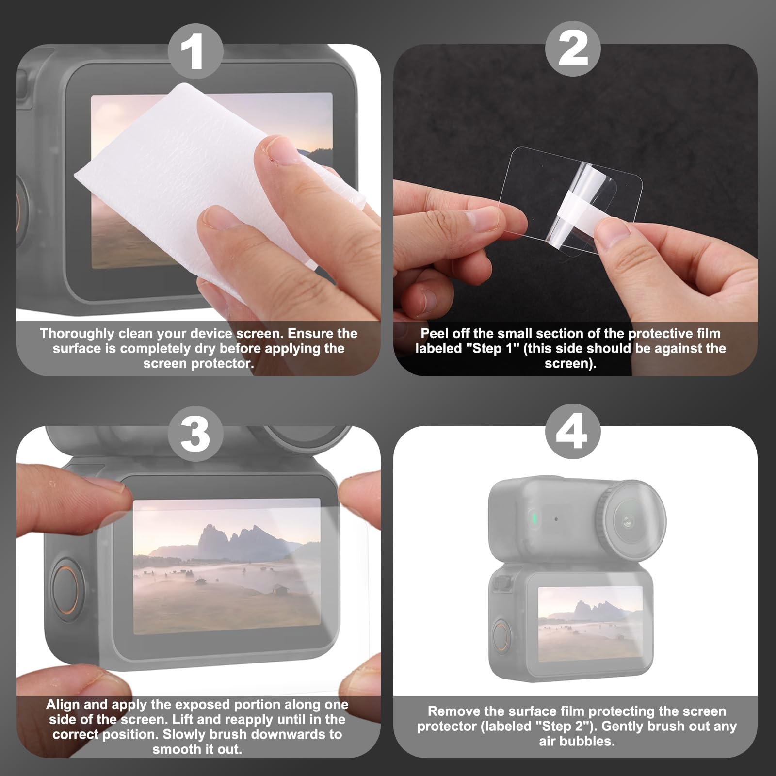 4 Set Pellicole Protettive per Dji Osmo Nano, Pellicola Protettiva Schermo Vetro Temperato Durezza Antigraffio 9H Pellicola Protettiva Obiettivo Ultra HD Senza Bolle Protezione
