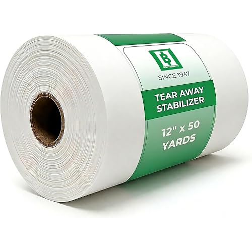 H.B.I. Products Tear Away Machine Embroidery Stabilizer - 1.8 Ounces Medium Weight 12" x 50 yd Tearaway