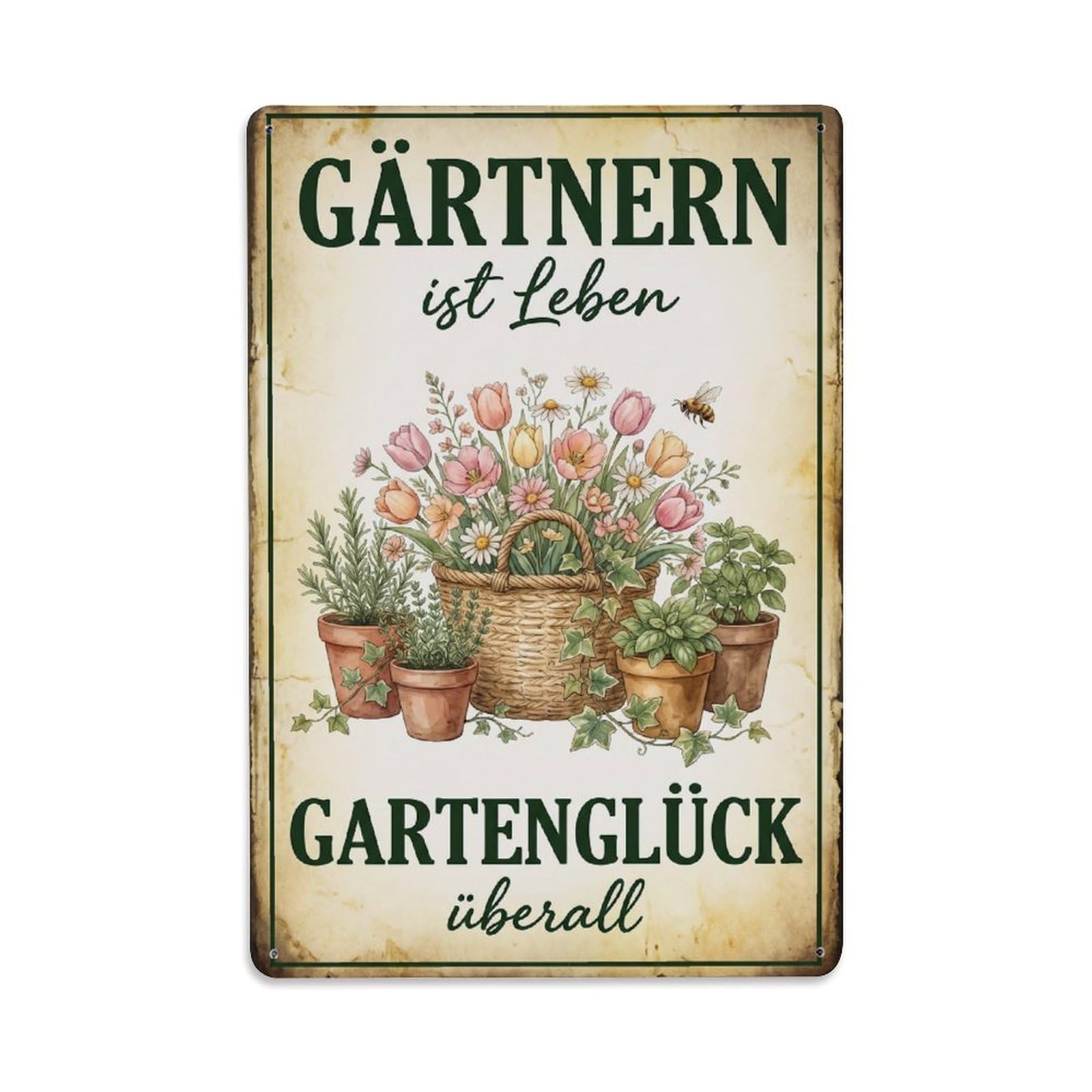Vintage Funny Garden Is Life Rustic Gate Nurture Metal Tin Sign Plaque Wall Decor for Cafe, Club Bar, Office, Garden Metal Poster 8x12Inch