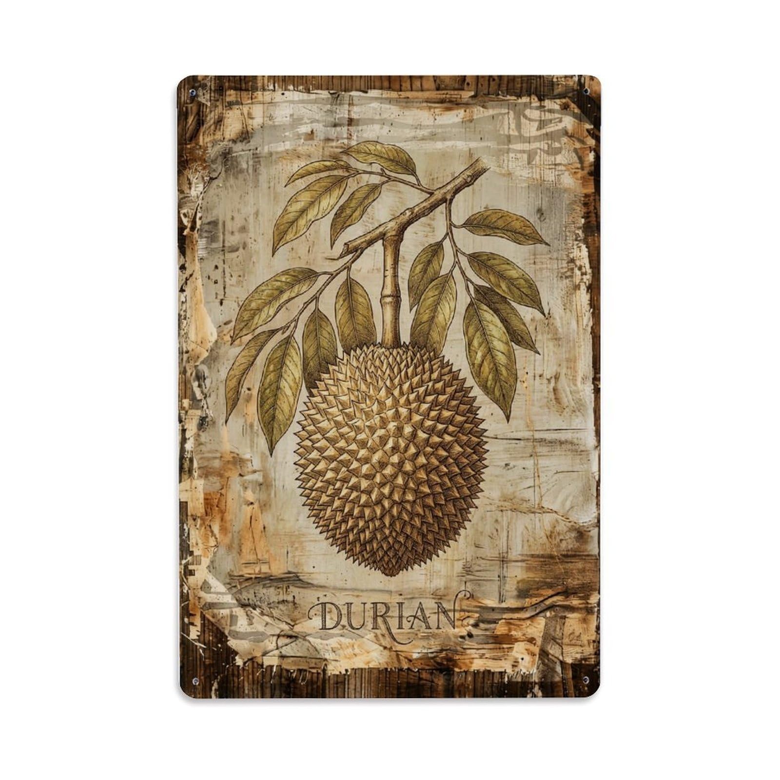Fqnyr Style Durian Tropical Tree Metal Tin Sign Plaque Wall Decor For Cafe, Club Bar, Office, Home Garden Metal Poster 8X12inch