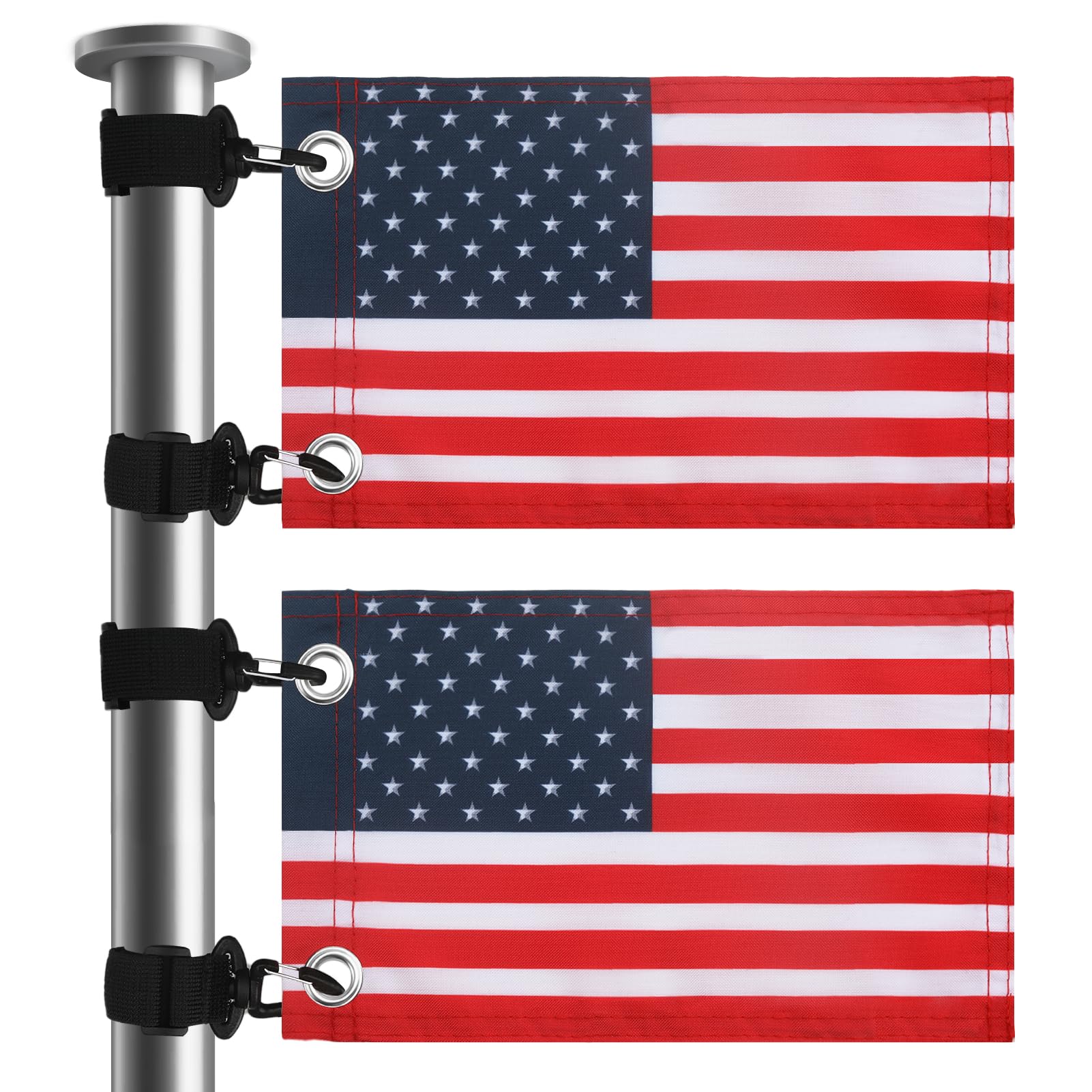 TRINKA 2 Pack Golf Cart American Flag with Elastic Straps, 6 x 9