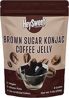 Brown Sugar Konjac Coffee Jelly – Makes 40oz+ Jelly Dessert | Vegan, Gluten-Free, Halal, No Artificial Colors | 8 Cubes for Iced Coffee, Boba & Dessert Topping