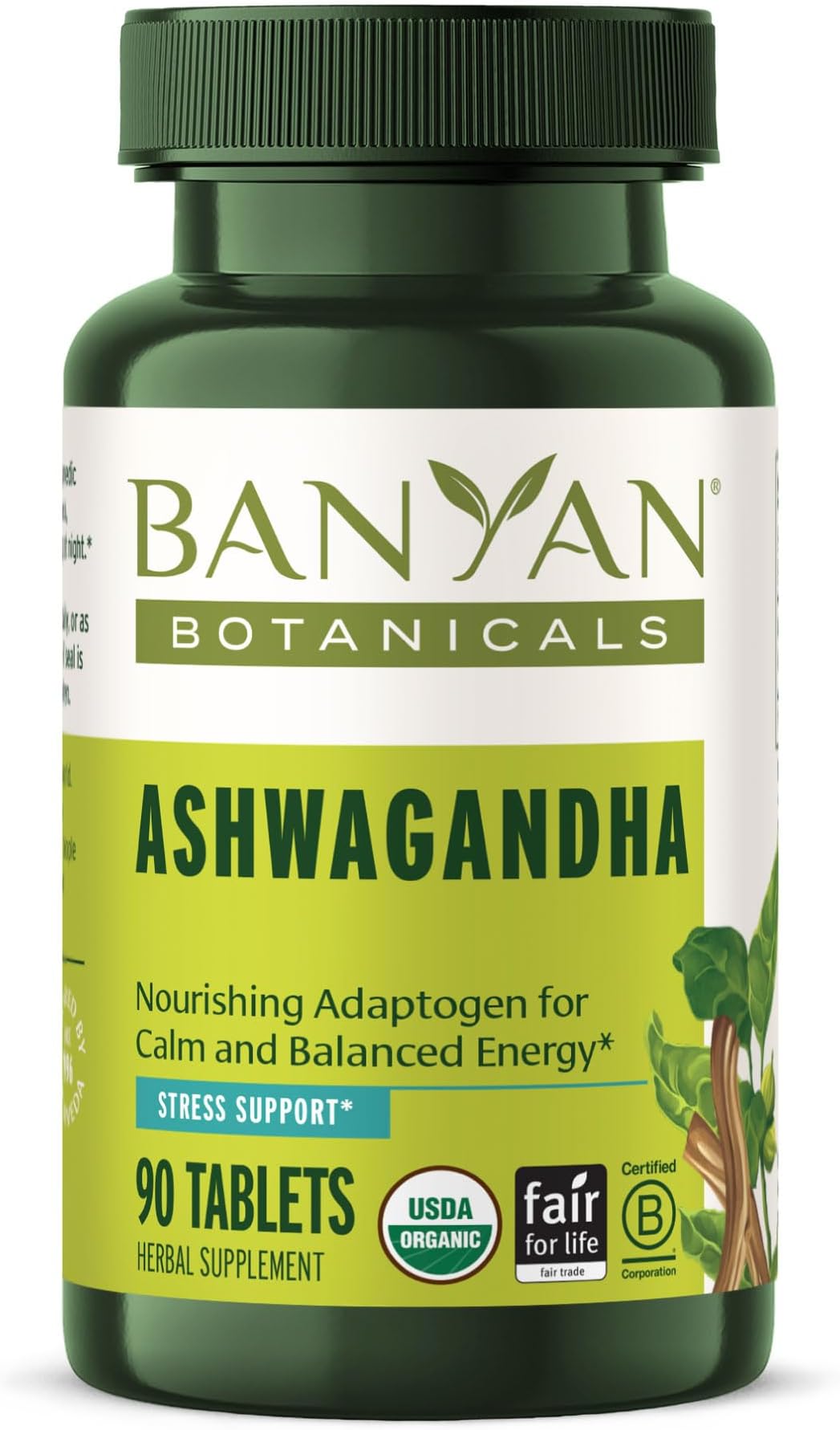 Organic Ashwagandha - 1000mg per Serving - Cortisol Manager & Stress Relief Supplement - Adrenal Support for Mood, Restful Sleep & Muscle Recovery - 90 Tablets - Non-GMO, Vegan*