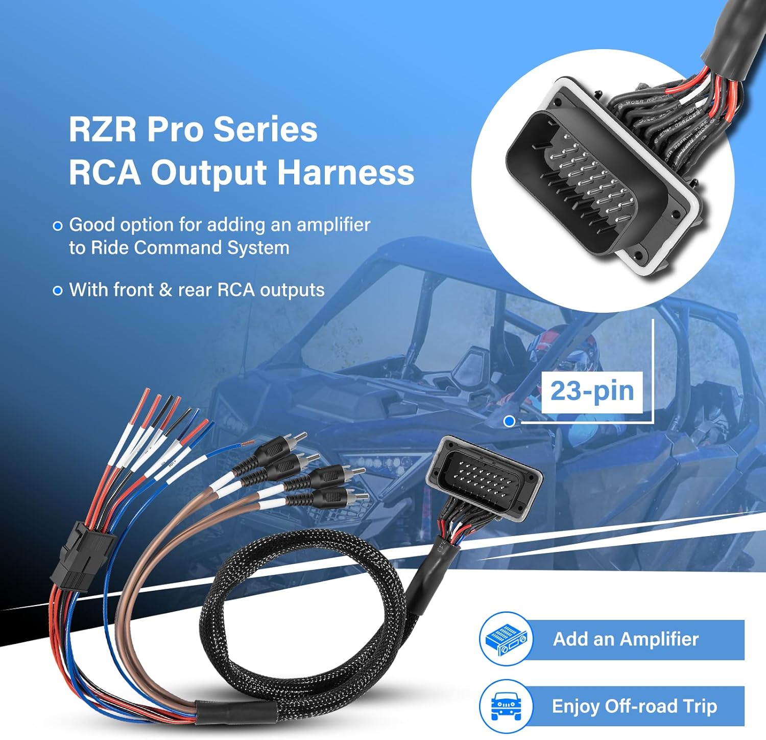 RZR Pro Series RCA Output Harness Cable for Ride Command Add an Amplifier Compatible with RZR Pro R, Turbo R, and Pro XP