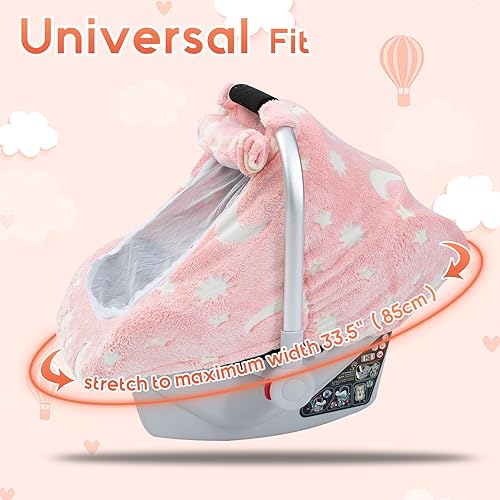 Miniatura 5 de Funda de invierno para asiento de automóvil para bebé, funda de asiento de automóvil infantil que brilla en la oscuridad, toldo acogedor y cálido
