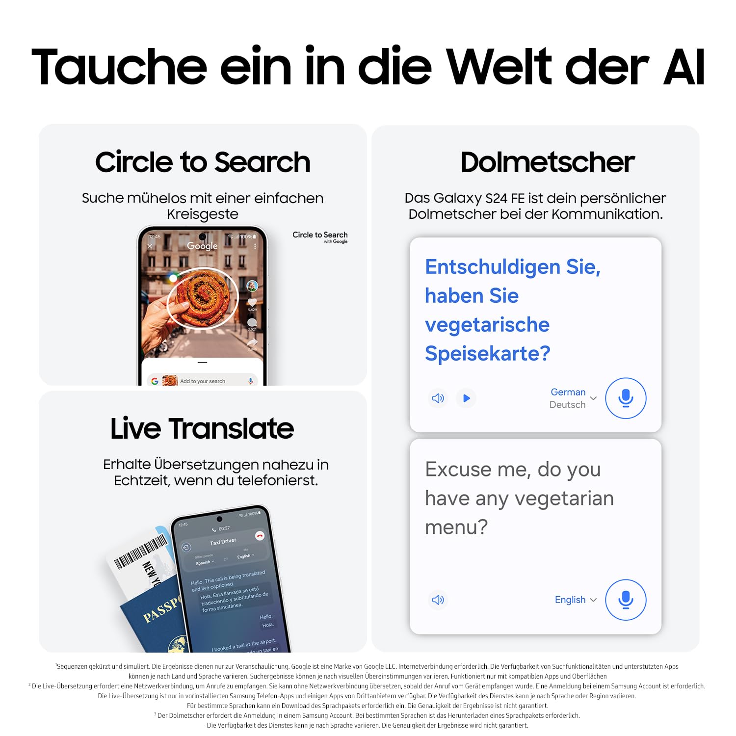 Samsung Galaxy S24 FE AI Smartphone ohne Vertrag, AI Handy mit Android, 8 GB RAM, 128 GB Speicher, 50-MP-Kamera, Lange Akkulaufzeit, Graphite, 36 Monate Herstellergarantie [Exklusiv bei Amazon]