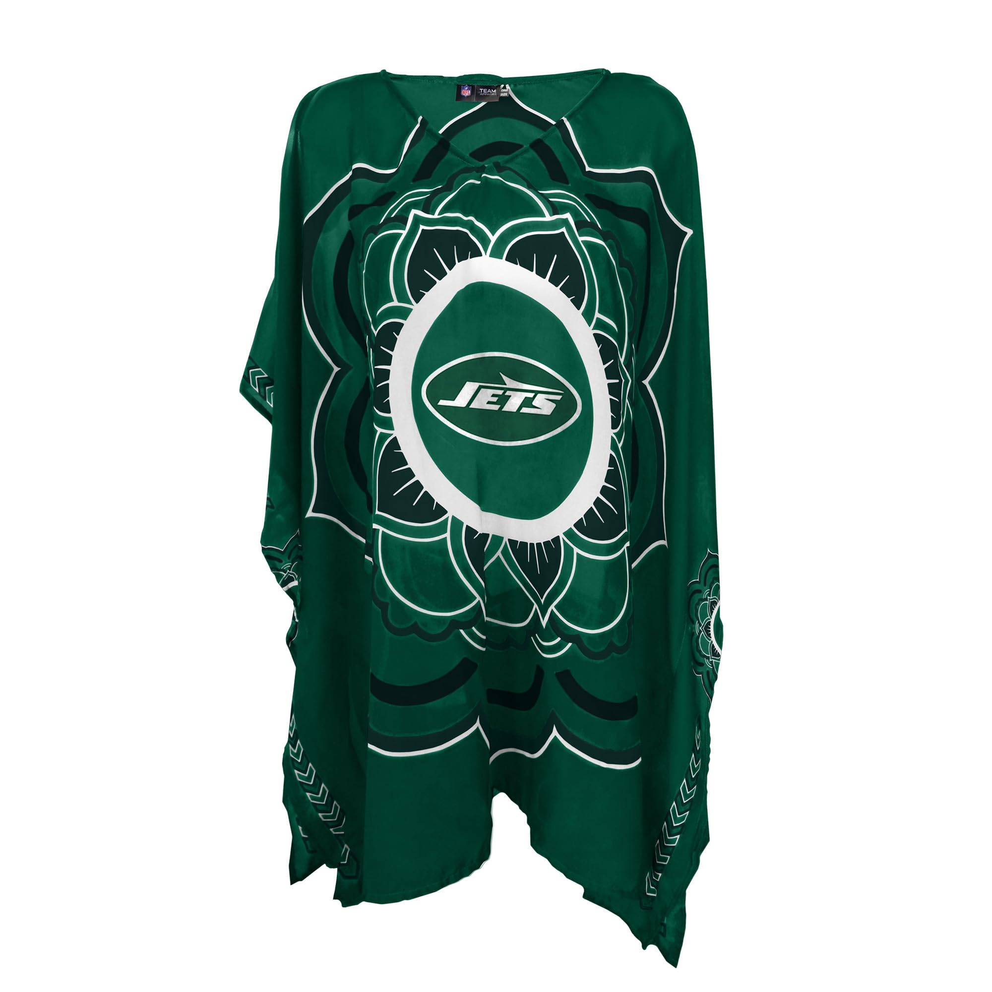 Littlearth Womens NFL New York Jets Sheer Caftan with Flower Design, Team Color, One Size