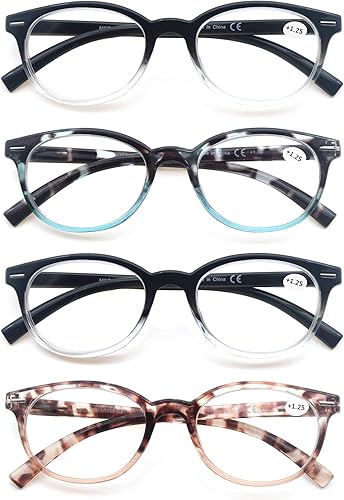 Miniatura 2 de OLOMEE Gafas de lectura redondas para mujer + 4.50 para cabeza pequeñacara pequeña, ajuste ligero y cómodo, paquete de 4