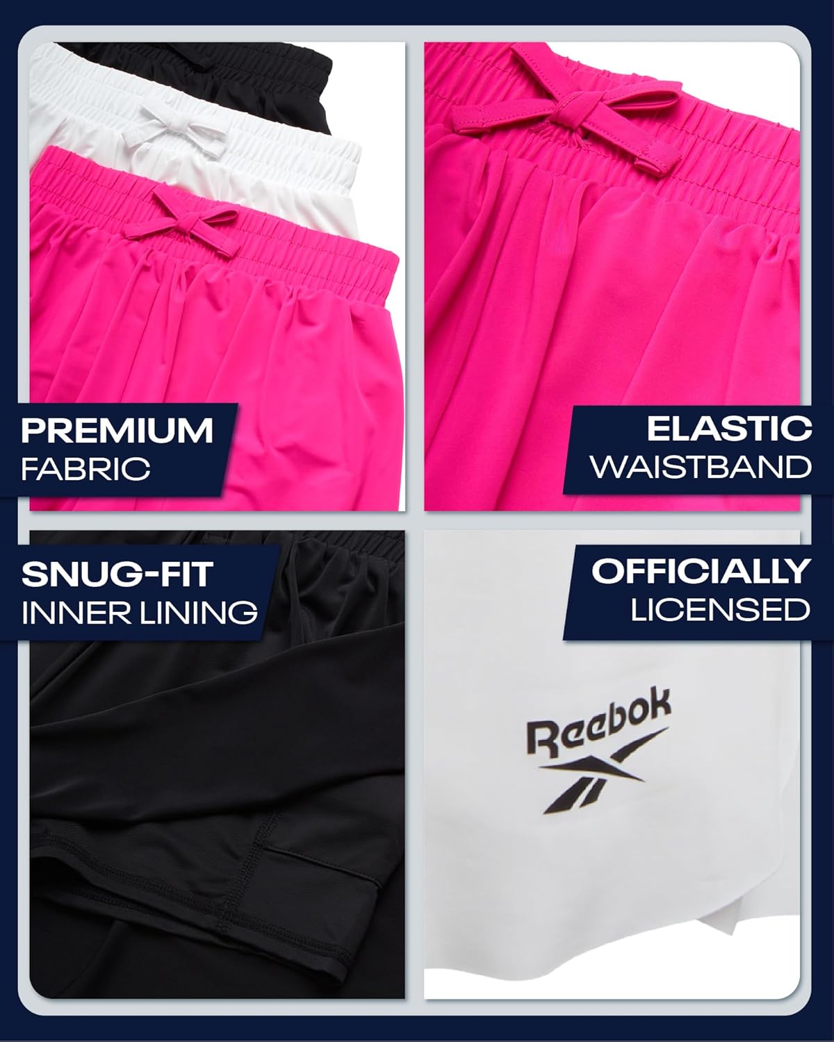 Reebok Girls Athletic Shorts - 3 Pack Lightweight Butterfly Short with Liner - Active Performance Flowy Shorts for Girls - Image 3