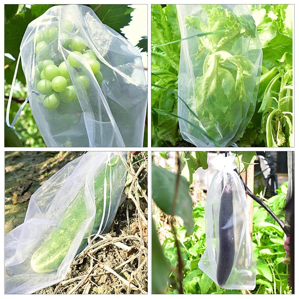 Bolsas de Malla para Frutas, 100 Bolsas de Malla for Cultivo de Fresas, Uvas y Frutas, for Proteger Plantas y Vegetales, for Herramientas de jardín.(Green,15x20cm (100 Pcs))