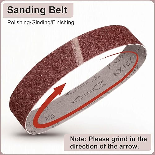 Miniatura 6 de HARFINGTON 3 correas de lijado de 18 pulgadas, 12 unidades de 60 granos de óxido de aluminio abrasivo de lijadora para carpintería, pulido de metal,