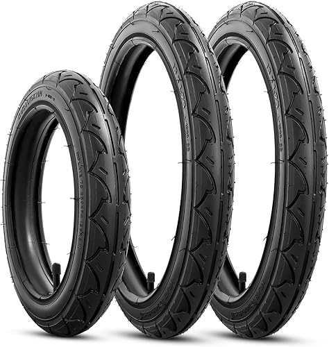 Neumáticos y tubos plegables traseros de 16 × 1.75 y delanteros 12.5 × 1.75 x 2.25 (2 juegos + 1 juego) aptos para modelos BOB de 3 ruedas trotar