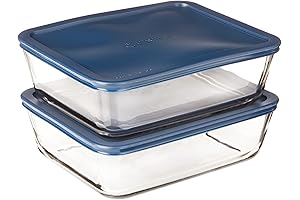 Extra capacious glass containers with spill-proof lids