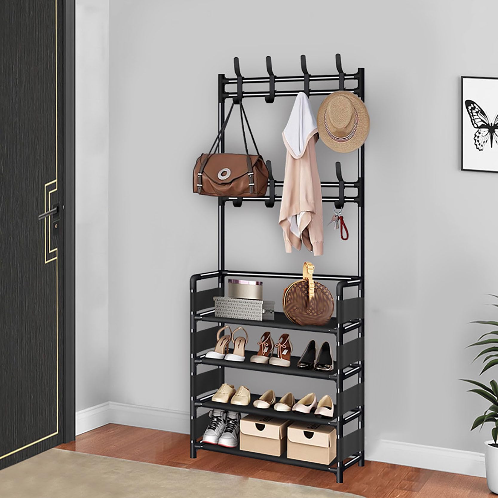 Amazon｜ハンガーラック 下駄箱 コートハンガー 帽子掛け 衣類