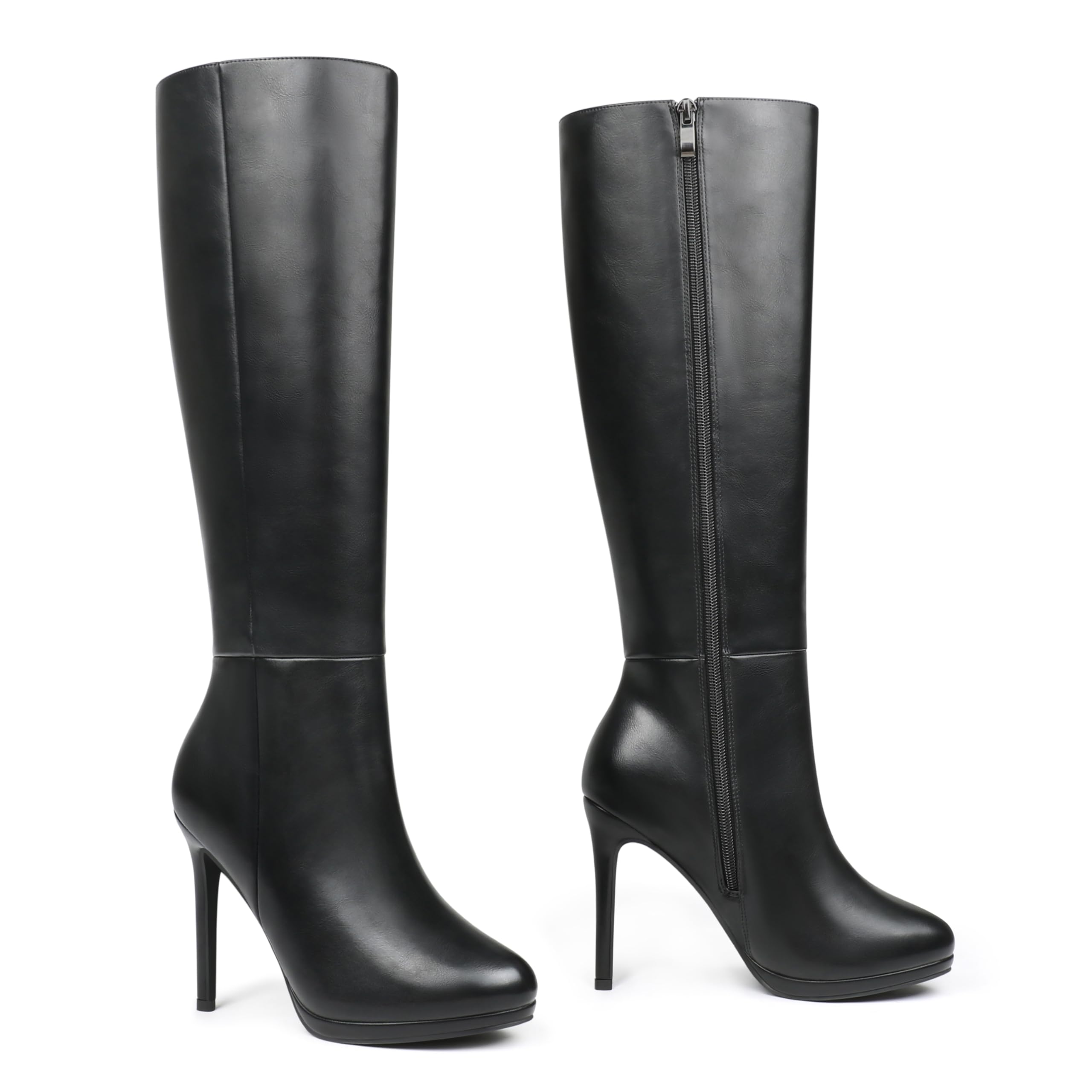 MERUMOTE Womens Stiletto Knee High Boots Platform Side Zipper Long Boots