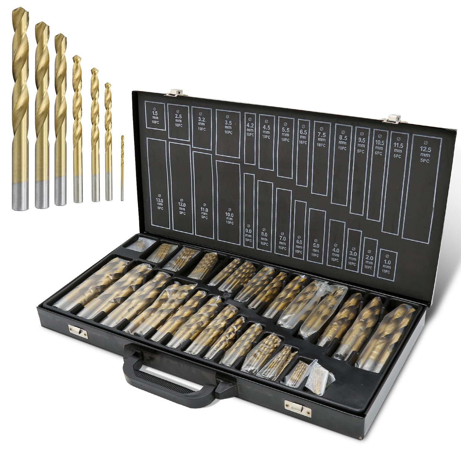Lot de 230 forets HSS 1-10 mm, forets à métaux dans coffret de