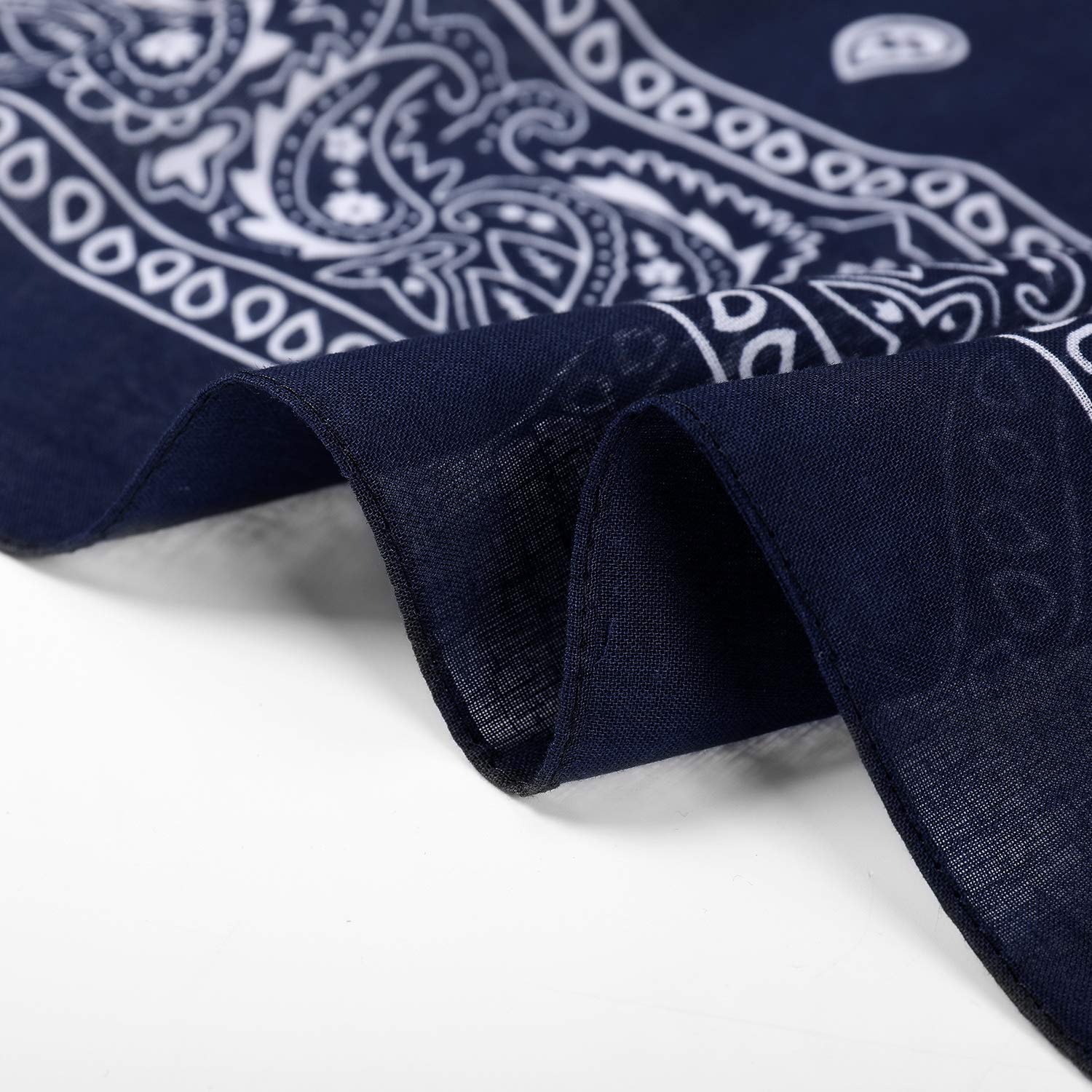 cocopuss 22"X22" Cotton Bandanas for Men & Women Pasiley Cowboy Bandana Handkerchiefs for Hair, Navy, 3ps 4