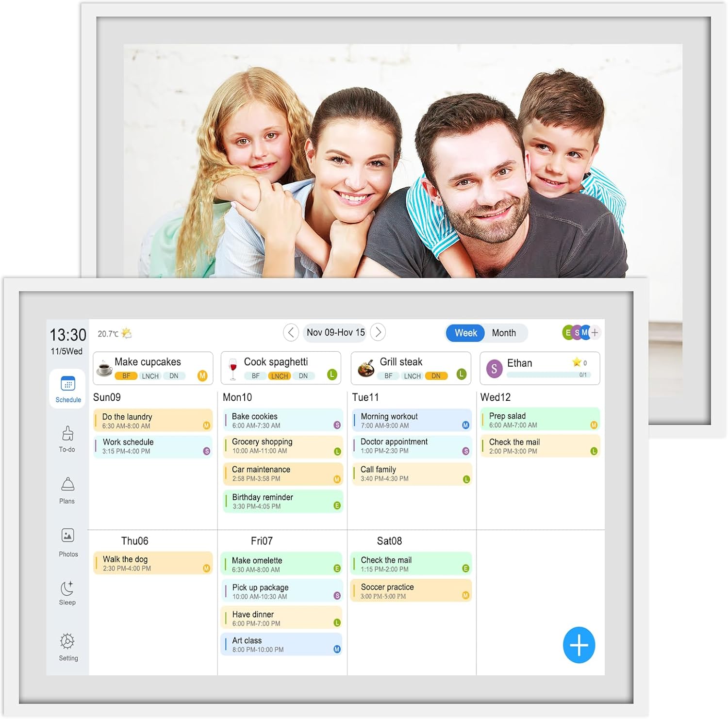 15.6'' Digital Wall Calendar - 32GB Memory Touch Screen Chore Chart Smart Calendar,Auto-Sync,APP Control,Interactive Family Schedules,Includes Desk Mount