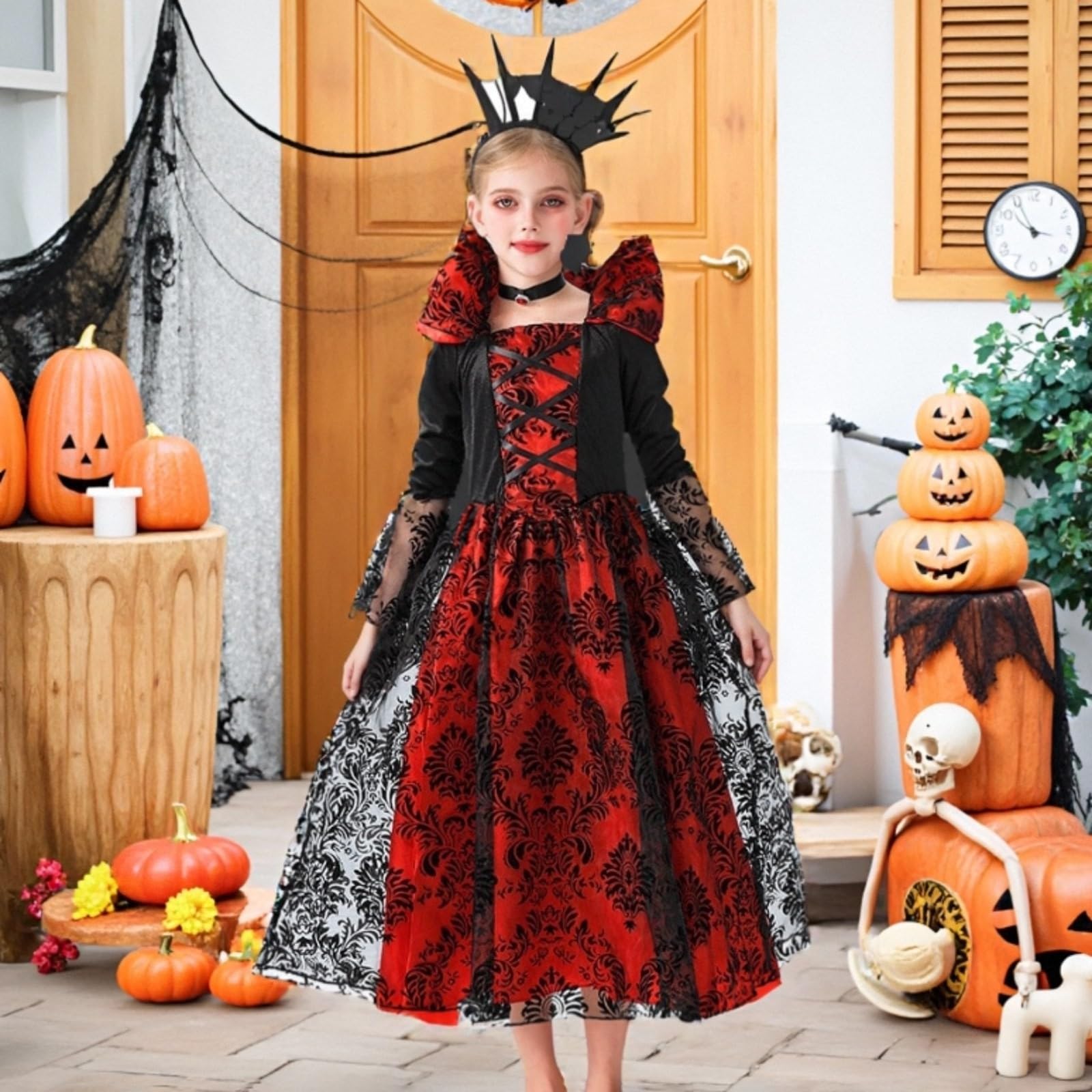 Generisch Costume di Halloween e strega per bambini, abito e vestito