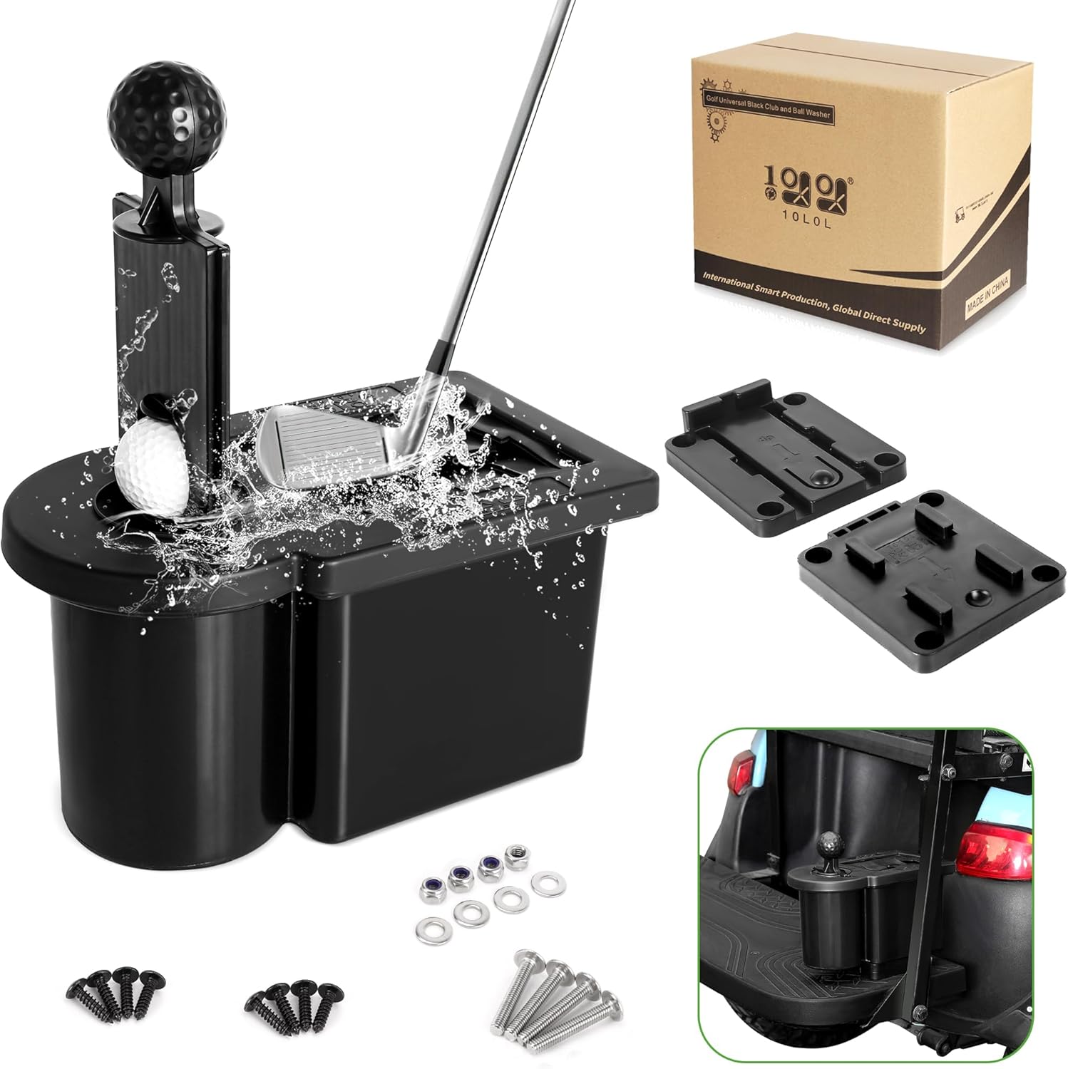 Golf Cart Ball Washer and Golf Club Cleaner Kit Detachable Bracket