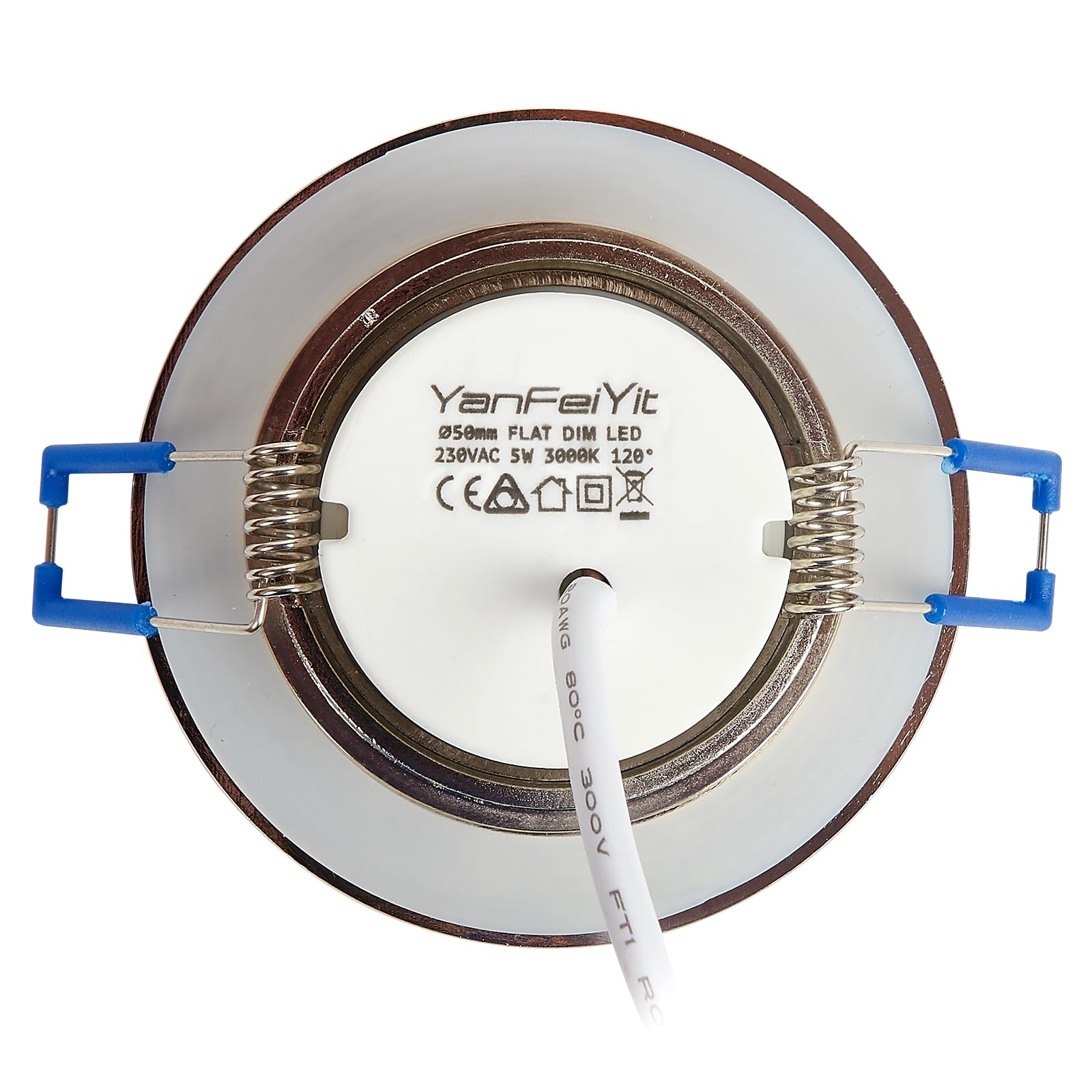 LED Einbaustrahler Edelstahl-gebürstet 5W warmweiß flach 230V – Einbauleuchte IP44 auch für Bad, Außenbereich – Bohrloch Ø65mm Badezimmer Decken-Spot Badeinbaustrahler (5er Set - Warmweiß)