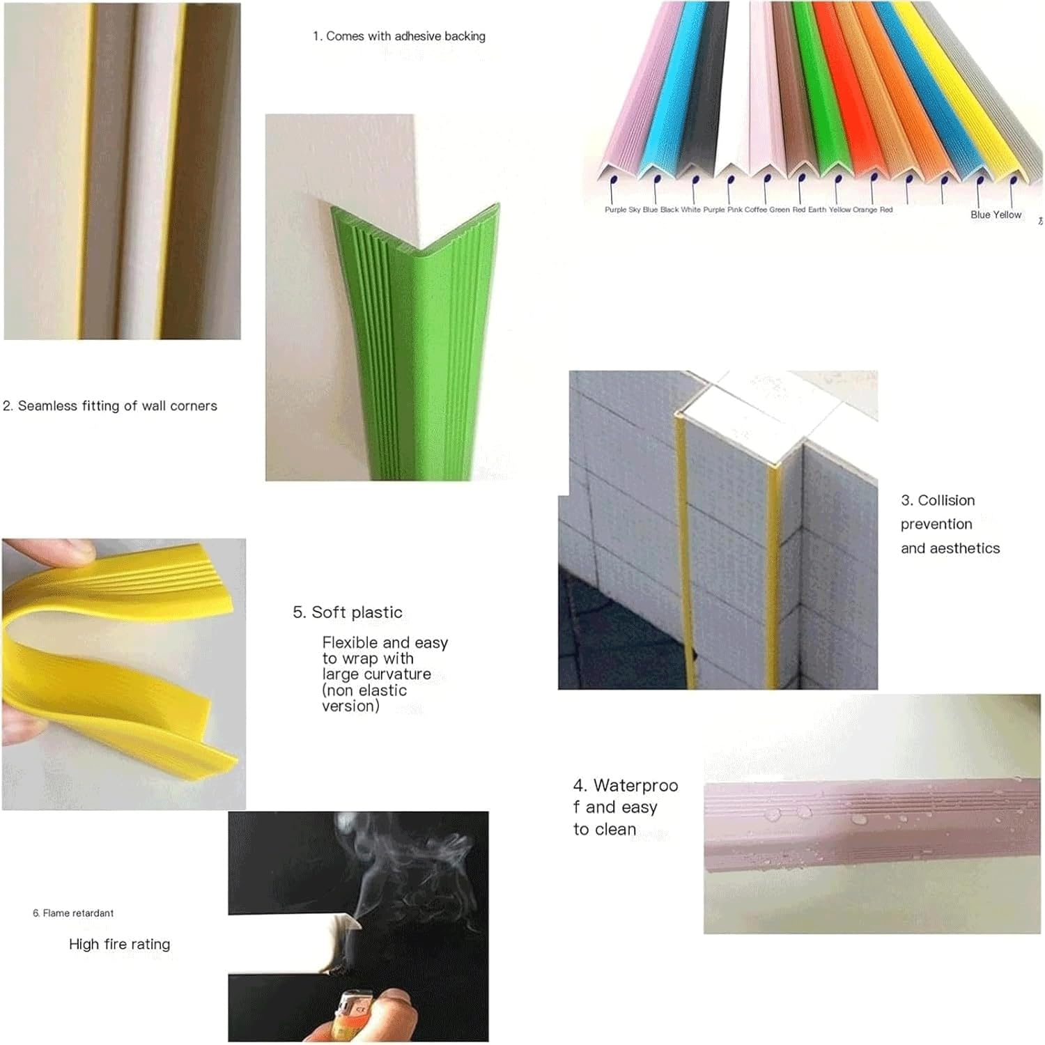 Protector de esquinas y esquinas antideslizantes de goma autoadhesivo, protector amarillo seguro para el hogar y la oficina, fácil de instalar, perfecto para niños y mascotas