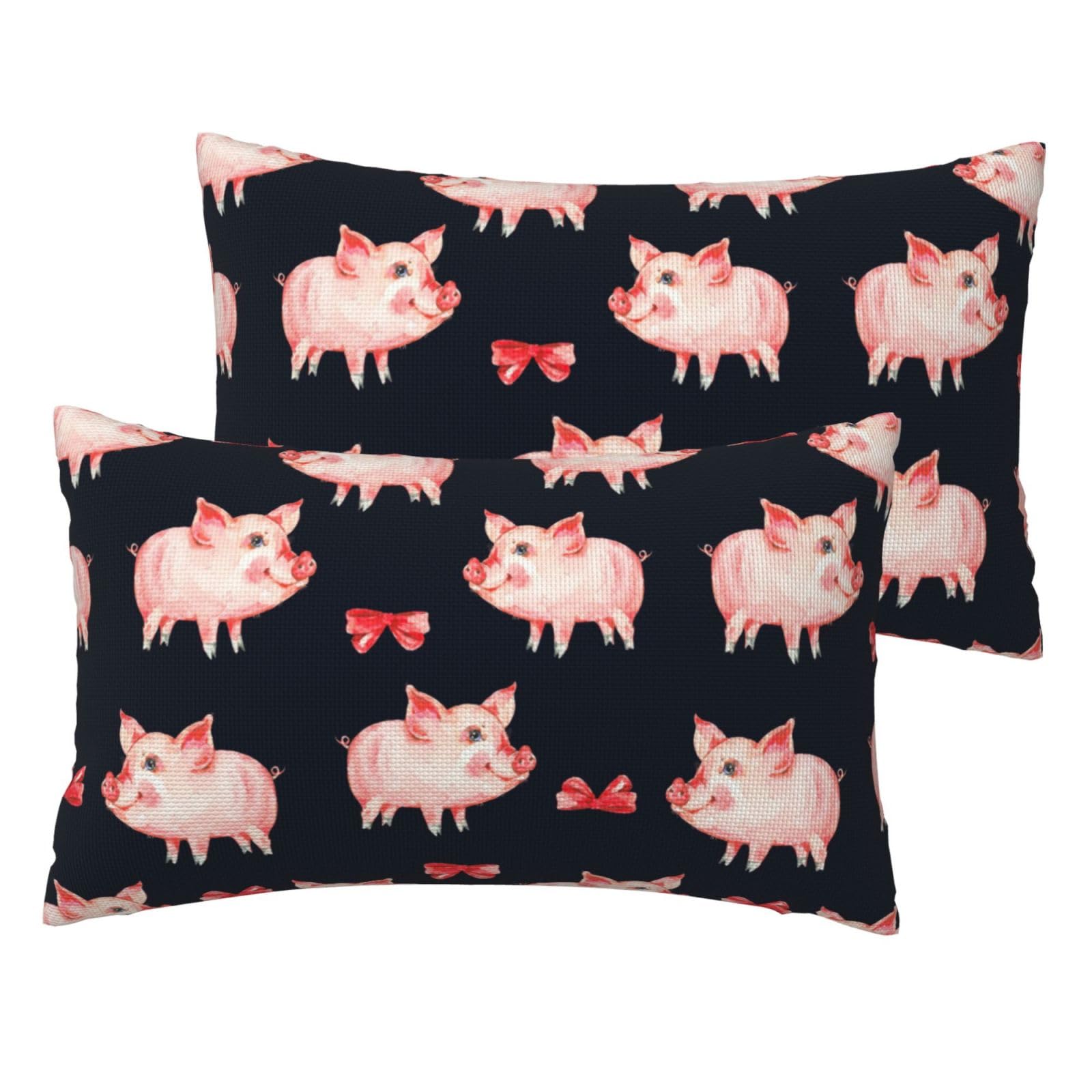 Taies d'oreiller cochon rouge imitation lin anti-plis pour canapé propre