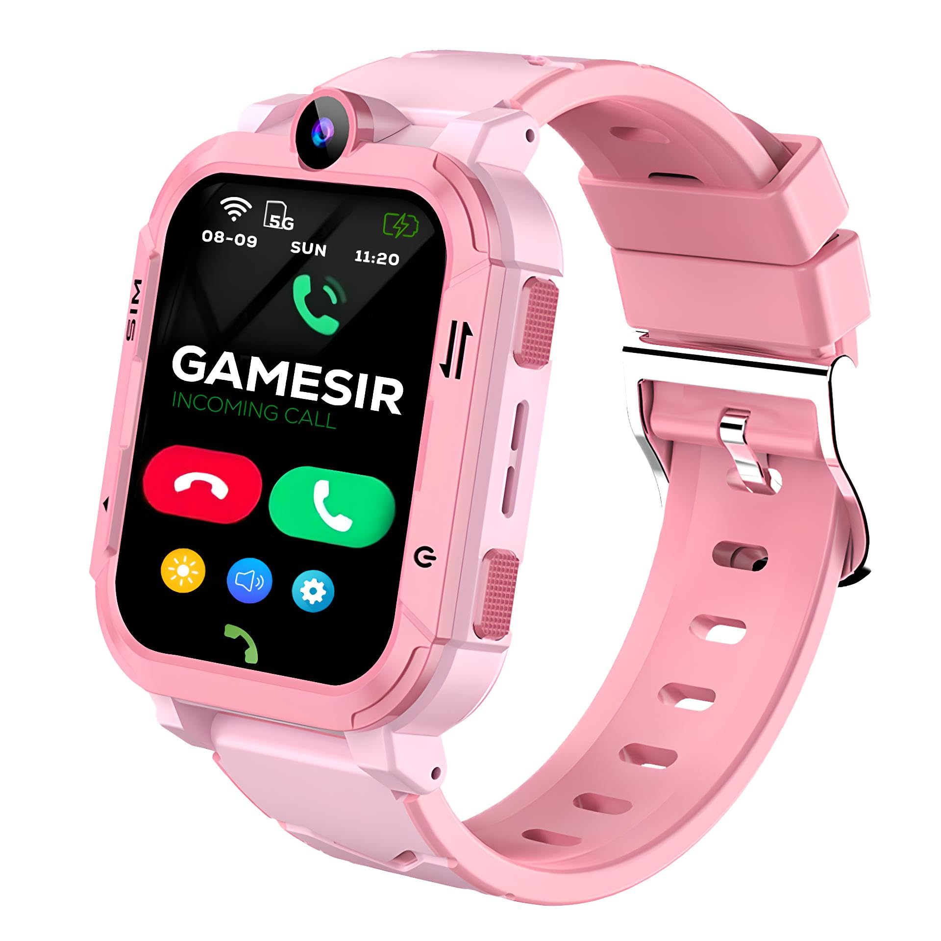 GameSir Musk 5G/4G Kids Smart Watch with GPS Tracker, SIM Calling, Face Unlock, Video Calls, SOS Alerts, IP67 Waterproof, 800mAh Battery, Voice Chat, Live Location (Pink)-image-29