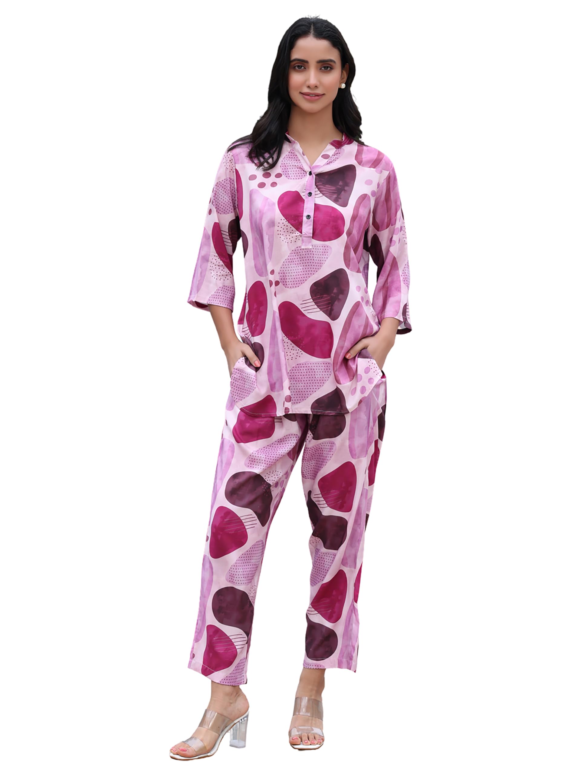 tittli Printed Rayon Fabric Mandarin Collar Tunic Kurti & Trouser Co-Ord Set for Women | Casual Wear Two Piece Outfit | Summer Co-Ord Set for Women | Available Sizes - L, XL, XXL-picture-39