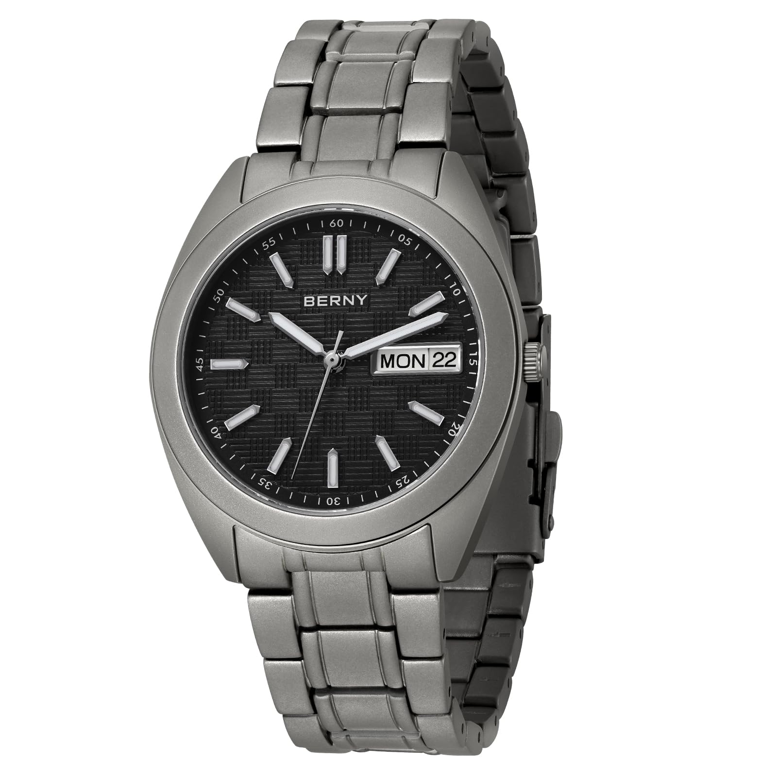 BERNY Orologio Uomo In Titanio - Quarzo Giapponese, Vetro Zaffiro, 10ATM Impermeabile, Super Luminova