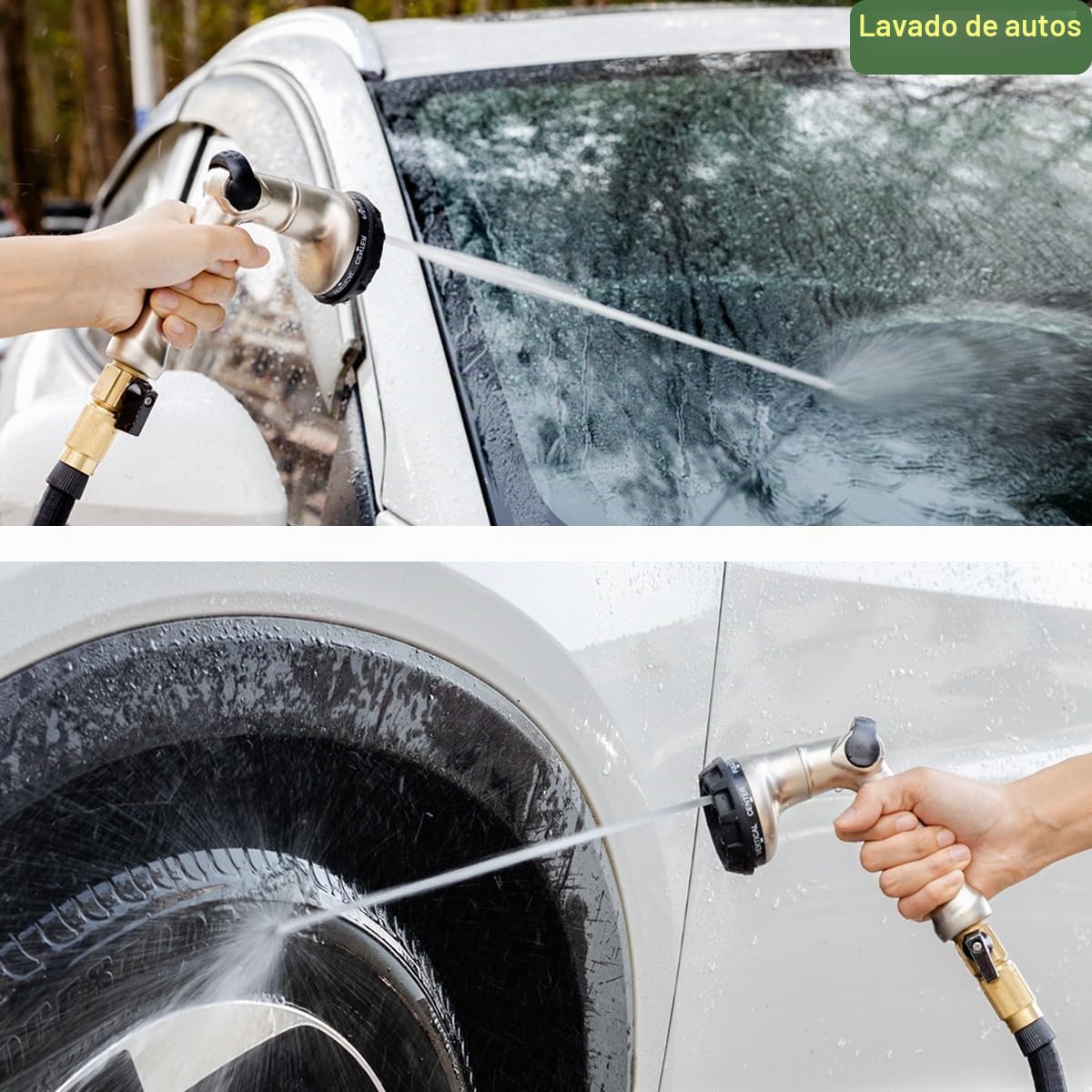 FANHAO Profesional Pistola de Riego, Pistola de Agua para Jardín, 8 Modos Ajustables, Pistola de Manguera con Interruptor de Pulgar para Riego de Césped, Lavado de coches y mascotas